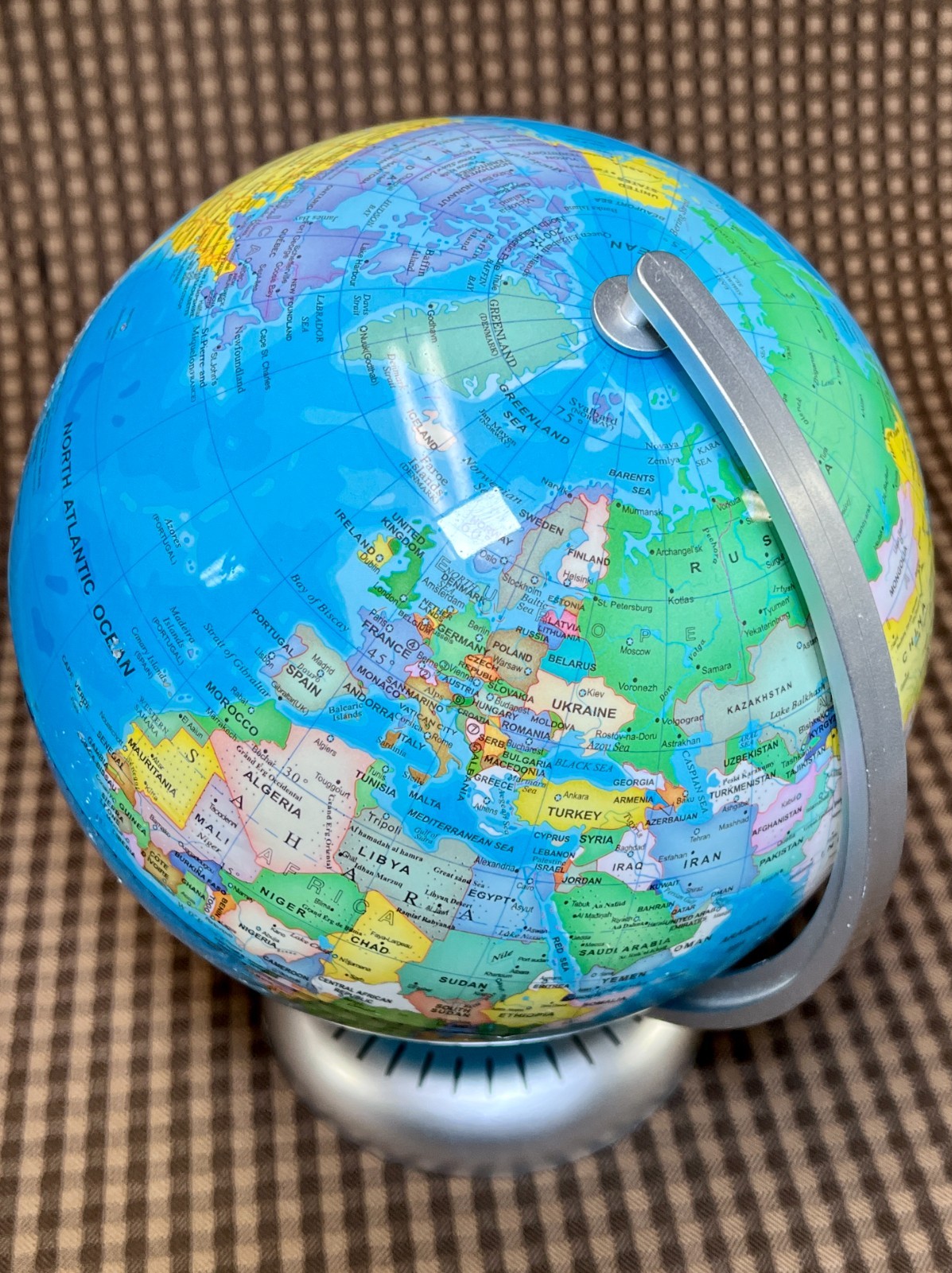 Illuminated 8" World Globe Desk Table Top Lamp Night Light Educational Plastic