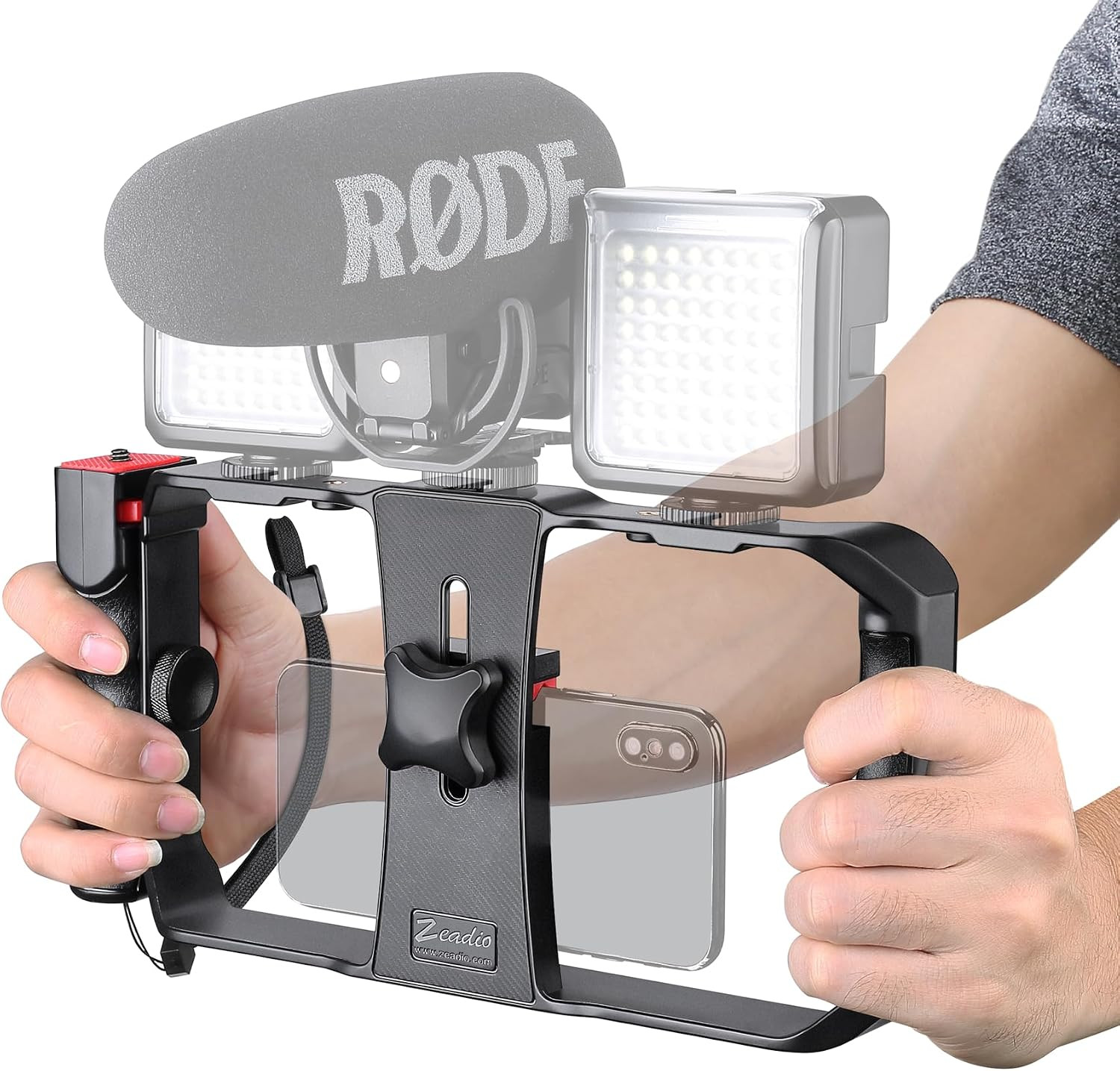 Zeadio Smartphone Video Rig, Phone Stabilizer Grip with a Detachable Side Handle