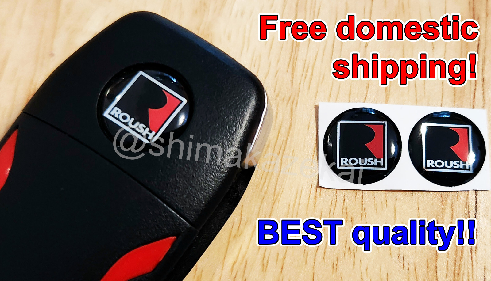 2x LOGO Roush Ford Mustang F-150 key FOB emblem 14mm resin sticker BEST QUALITY