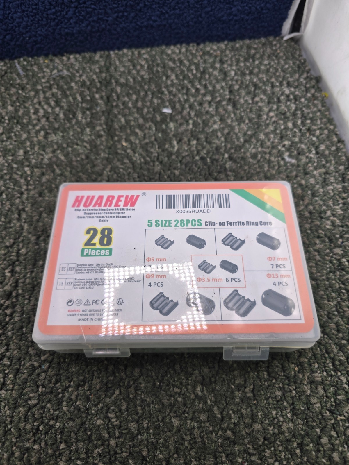 Huarew 5 Size 28 Pieces Clip-On Ferrite Ring Core Noise Suppressor Cable Clips