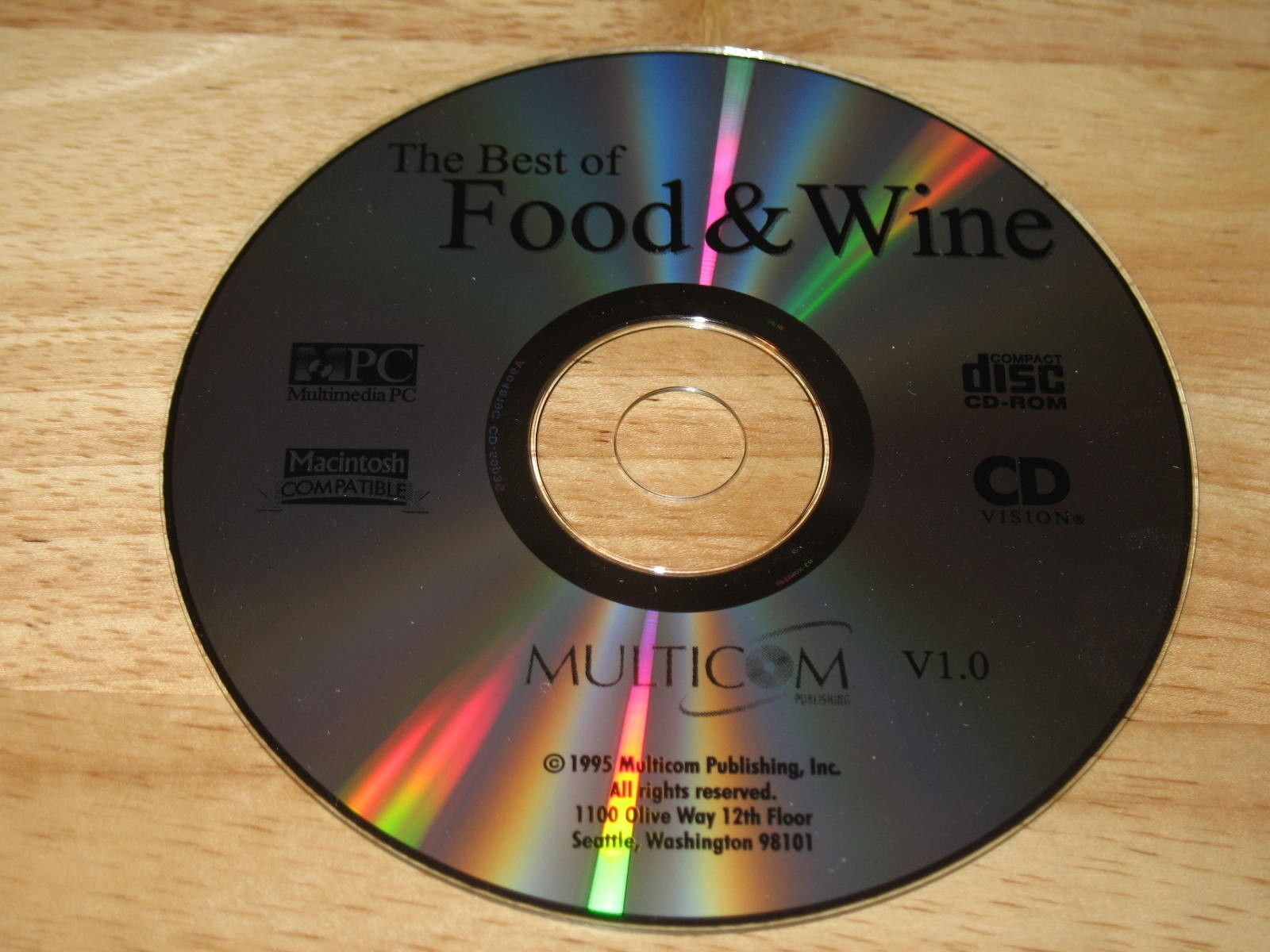 The Best Of Food & Wine PC/Mac CDROM Multicom Publishing 1995 for Windows 95/3.1