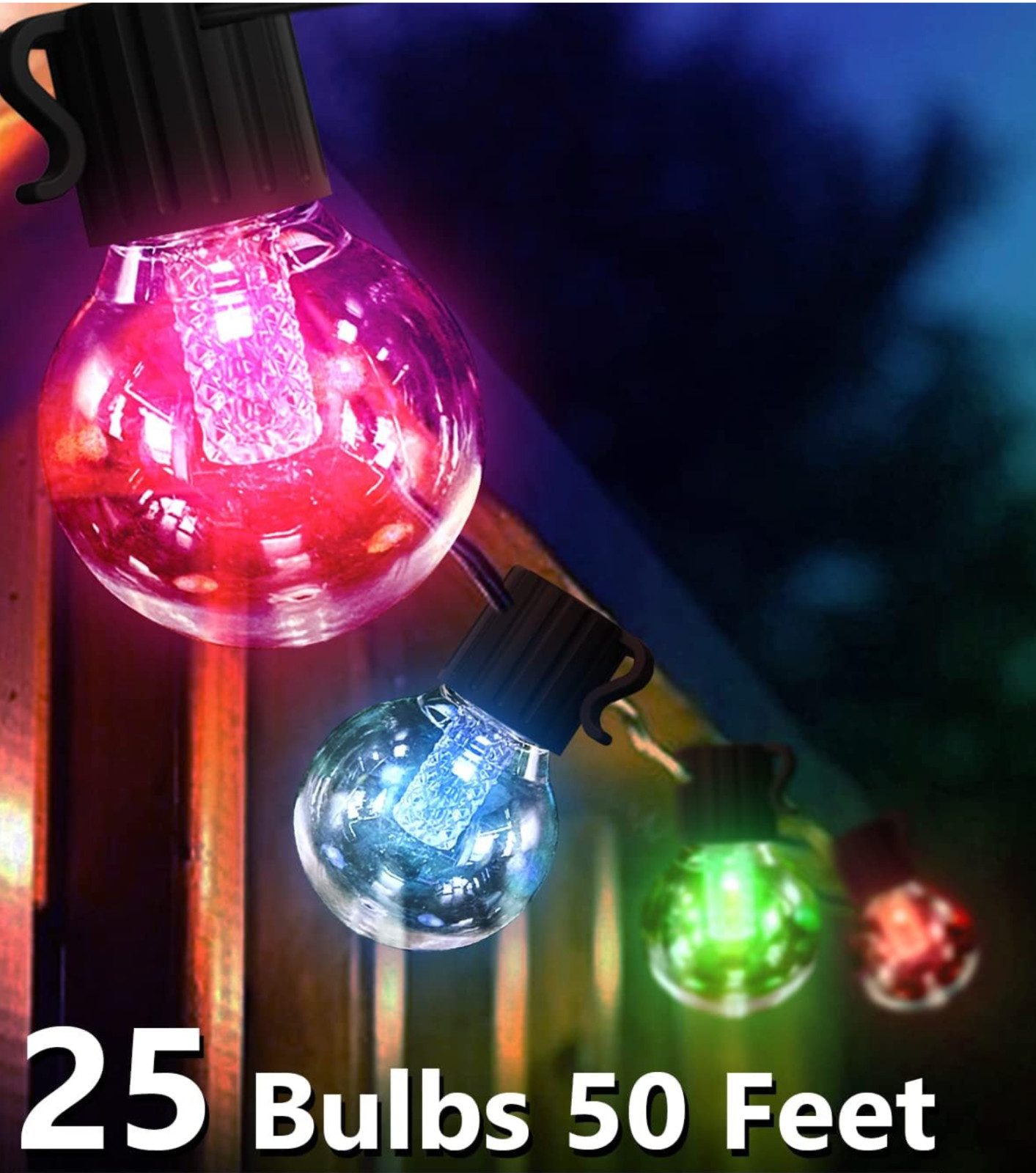 25RGB Led Bulb 50FT Solar String Lights avatar controls Remote/Button Control