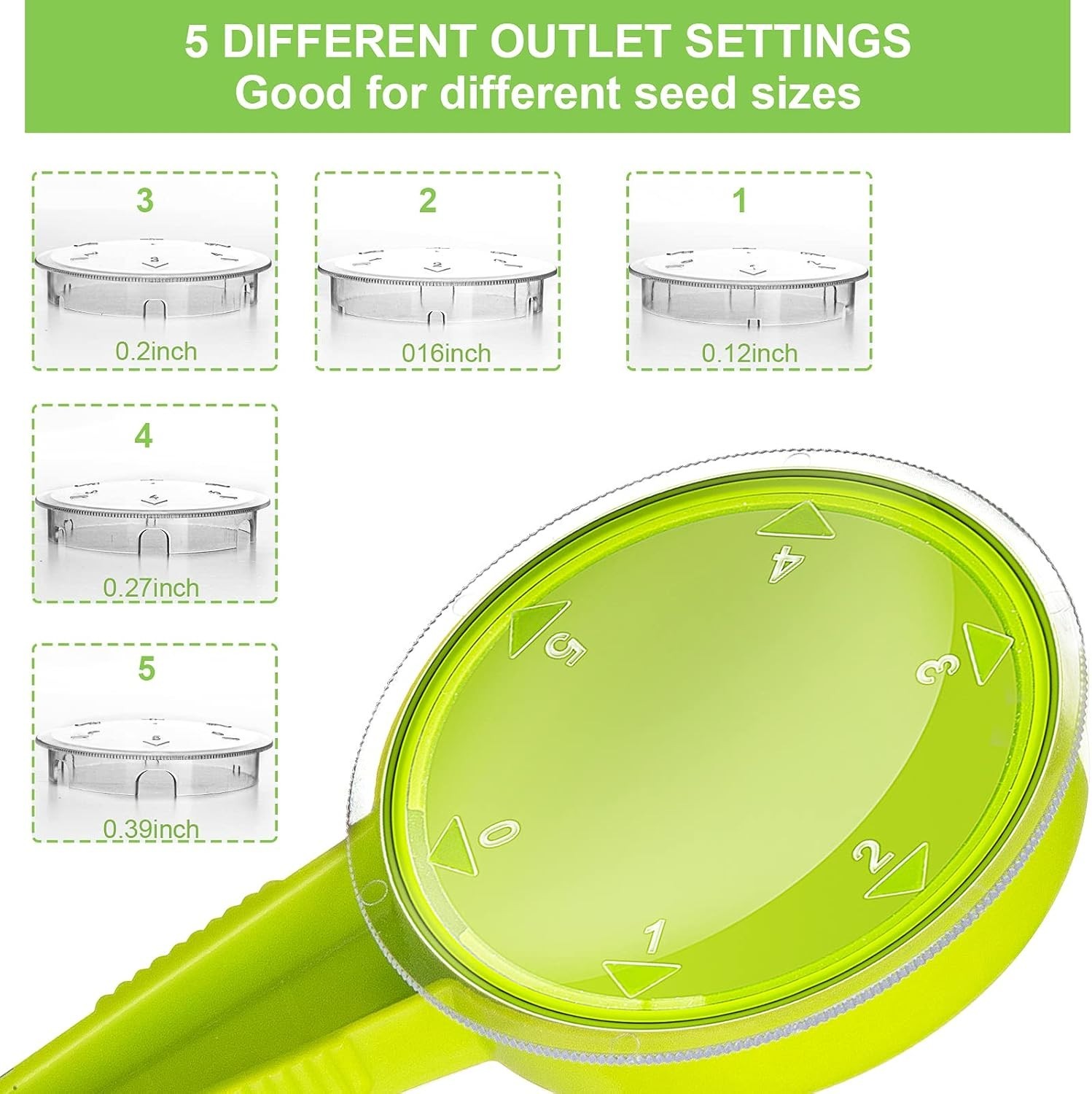Light Green Sowing Seed Dispenser Tool Set with Adjustable Seed Size Control
