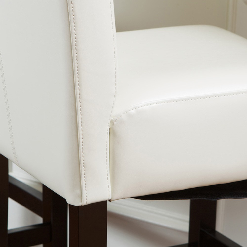 Ivory Leather Counter Stool Set of 2 for Kitchen Island 36.5"H Free Shipping