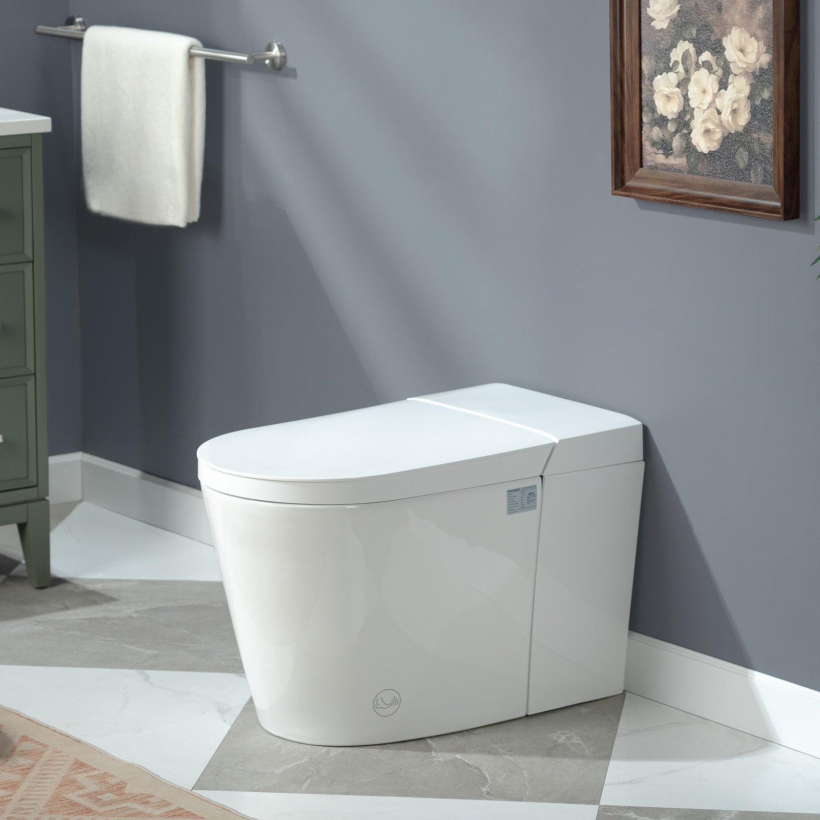 WOODBRIDGE Smart Toilet Auto Open/Close Lid Foot Sensor Auto Flush Heated Seat