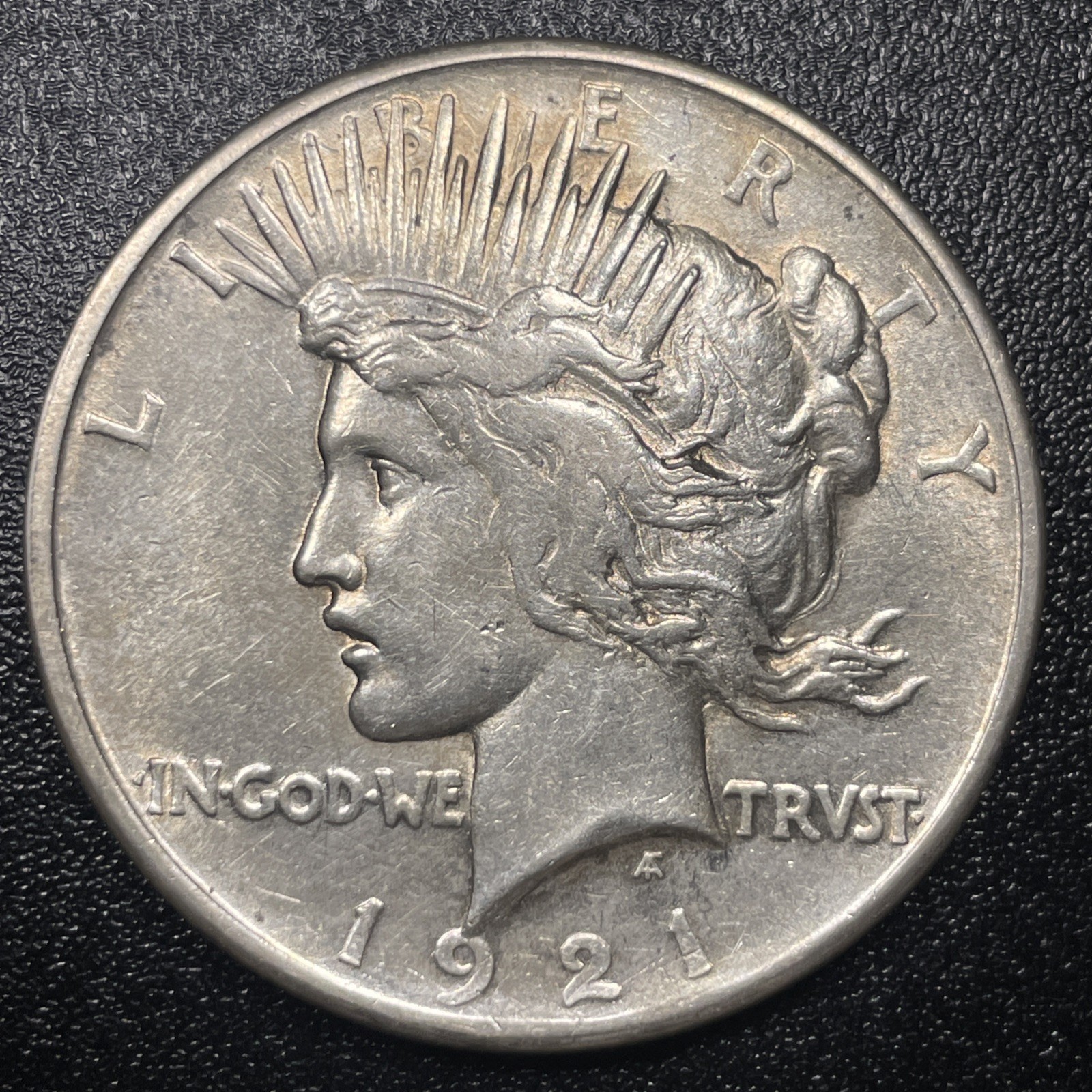 1921 Peace Silver Dollar $1 AU About Uncirculated Better Grade Key Date Scratch
