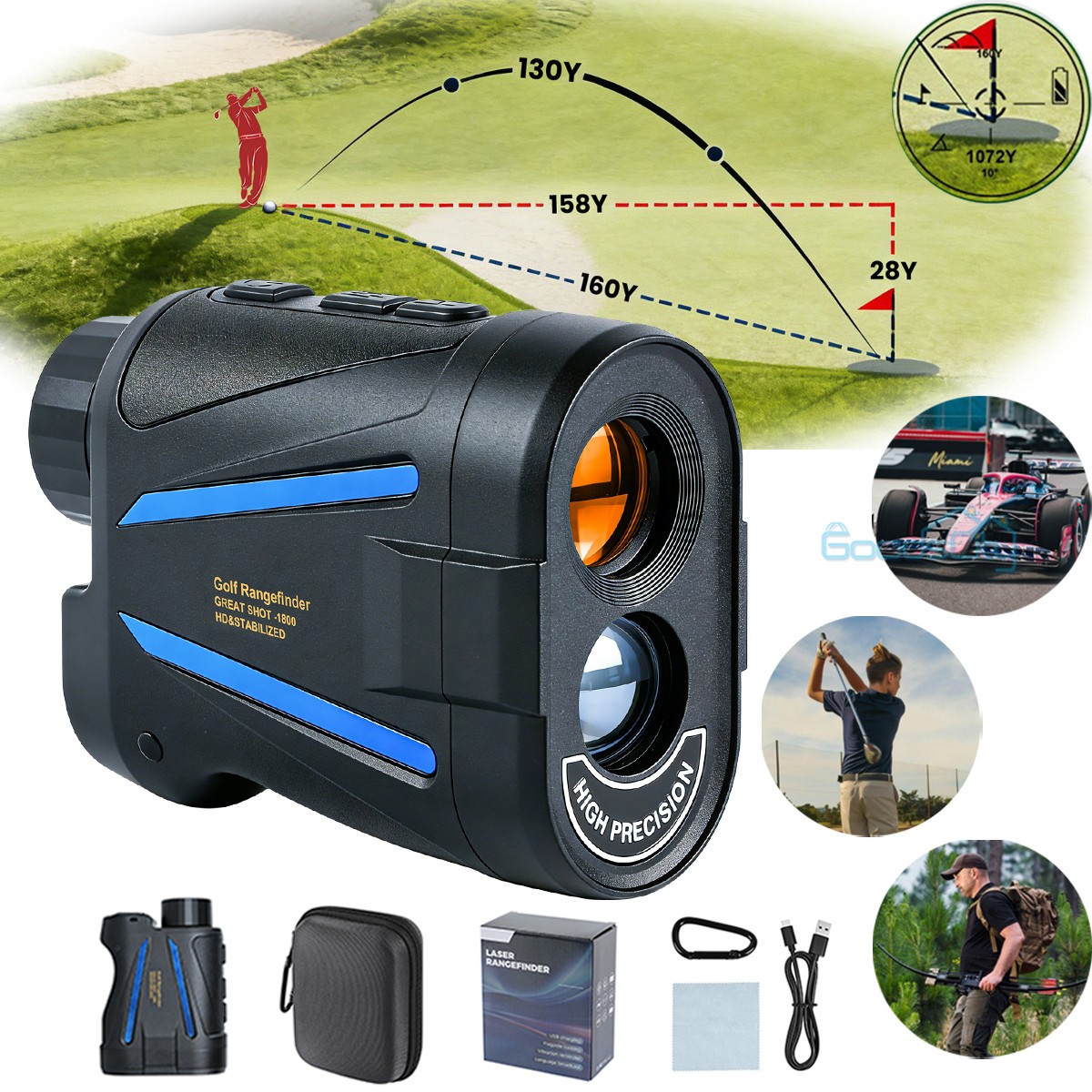 telémetro Láser Para Caza y Golf – 2187 Yardas Alta Precisión y Pendiente Clara