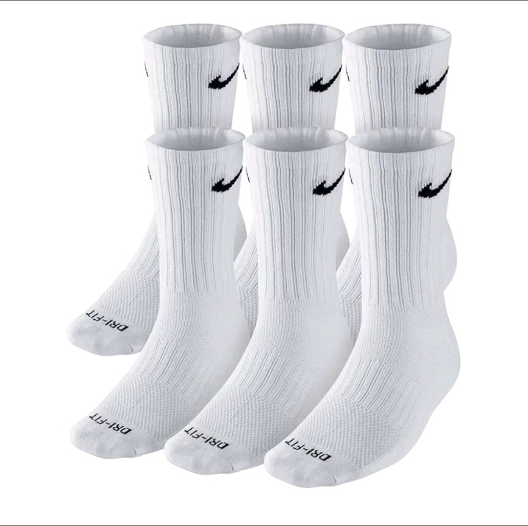NIKE Dri-FIT Everyday Training 6-Pack Crew Socks Large (8-12) White
