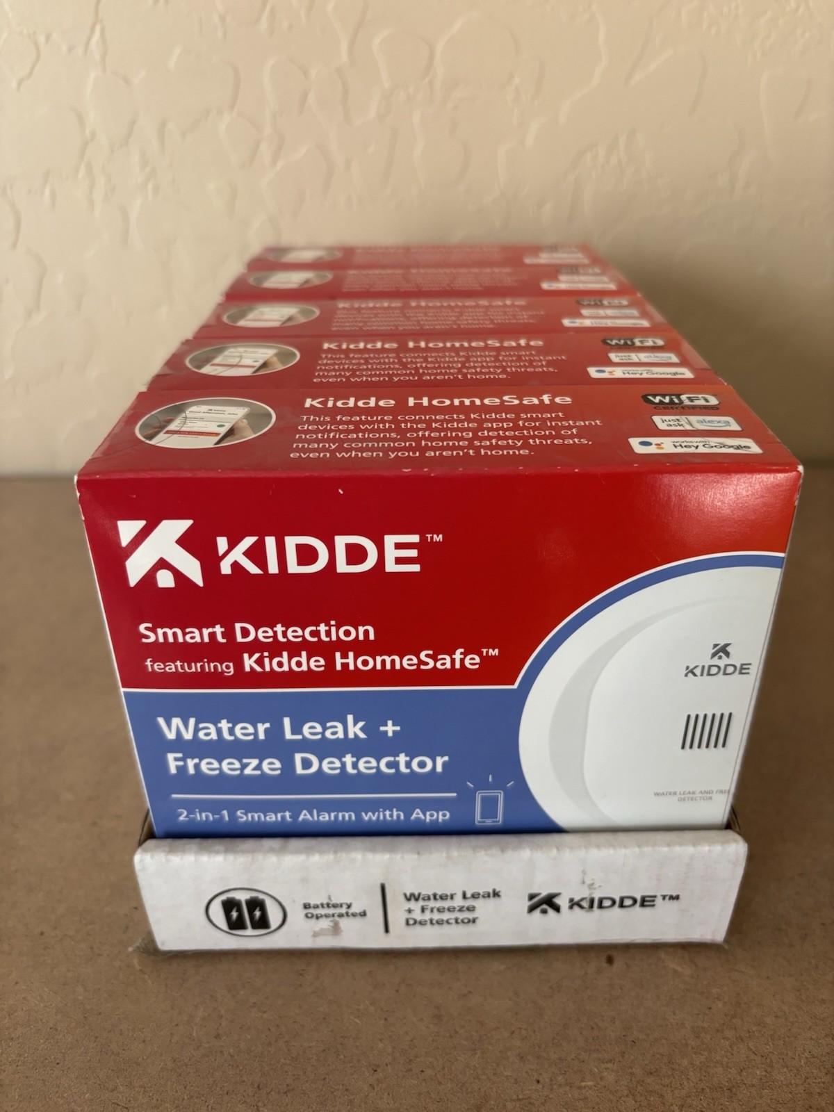 Kidde Smart Water Leak & Freeze Detector WiFi Alarm Google Alexa 5 Pack