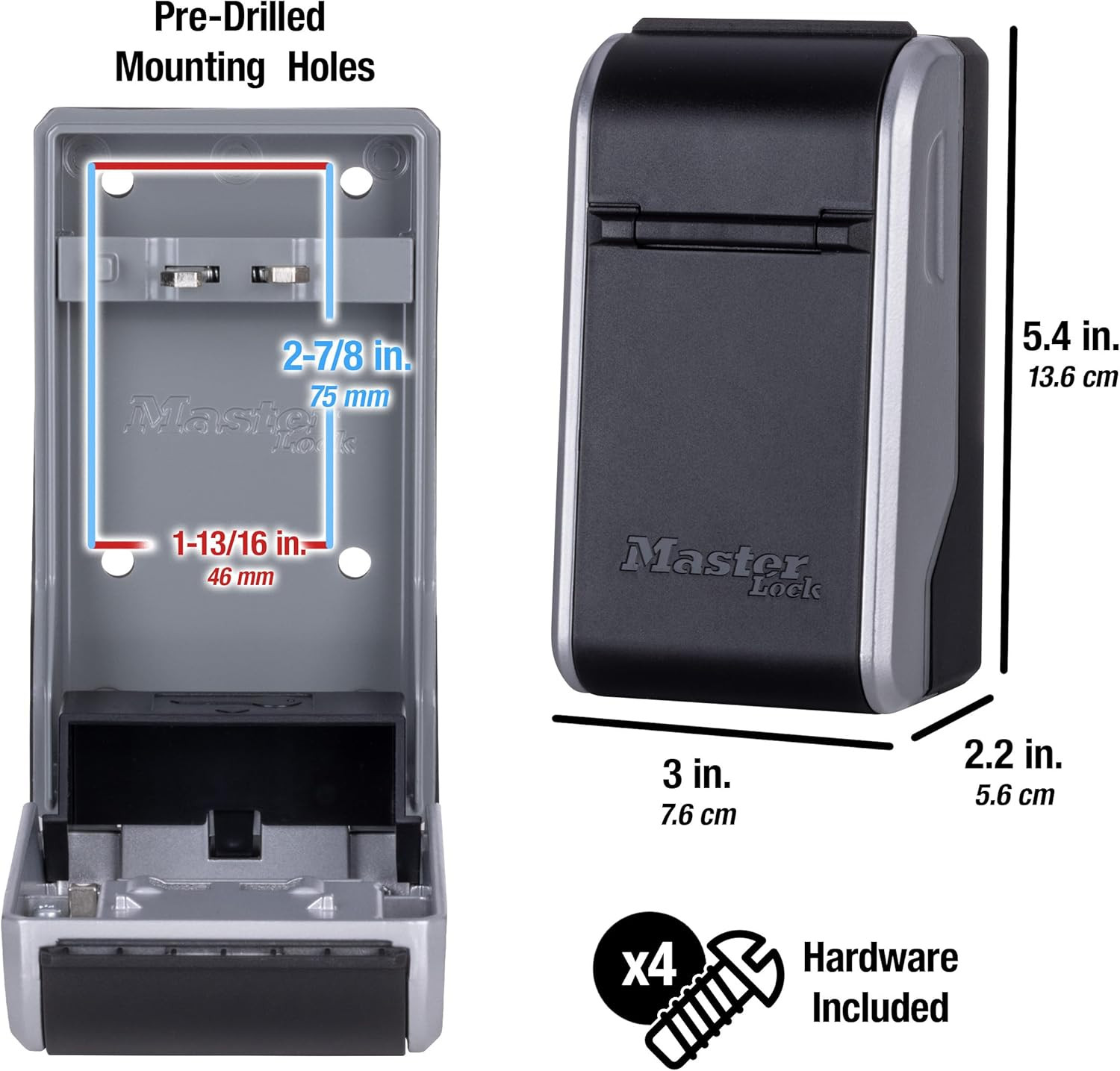 High Capacity Key Lockbox, Combination Dial, Wall Mount