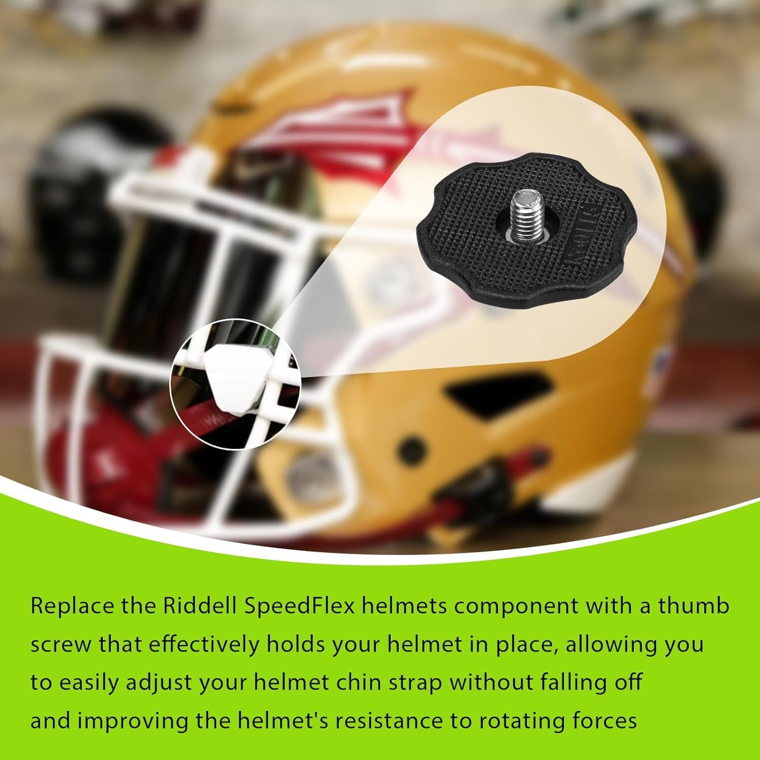 Football Helmet Thumb Screws Compatible with Riddell Speedflex Chinstrap Thumb