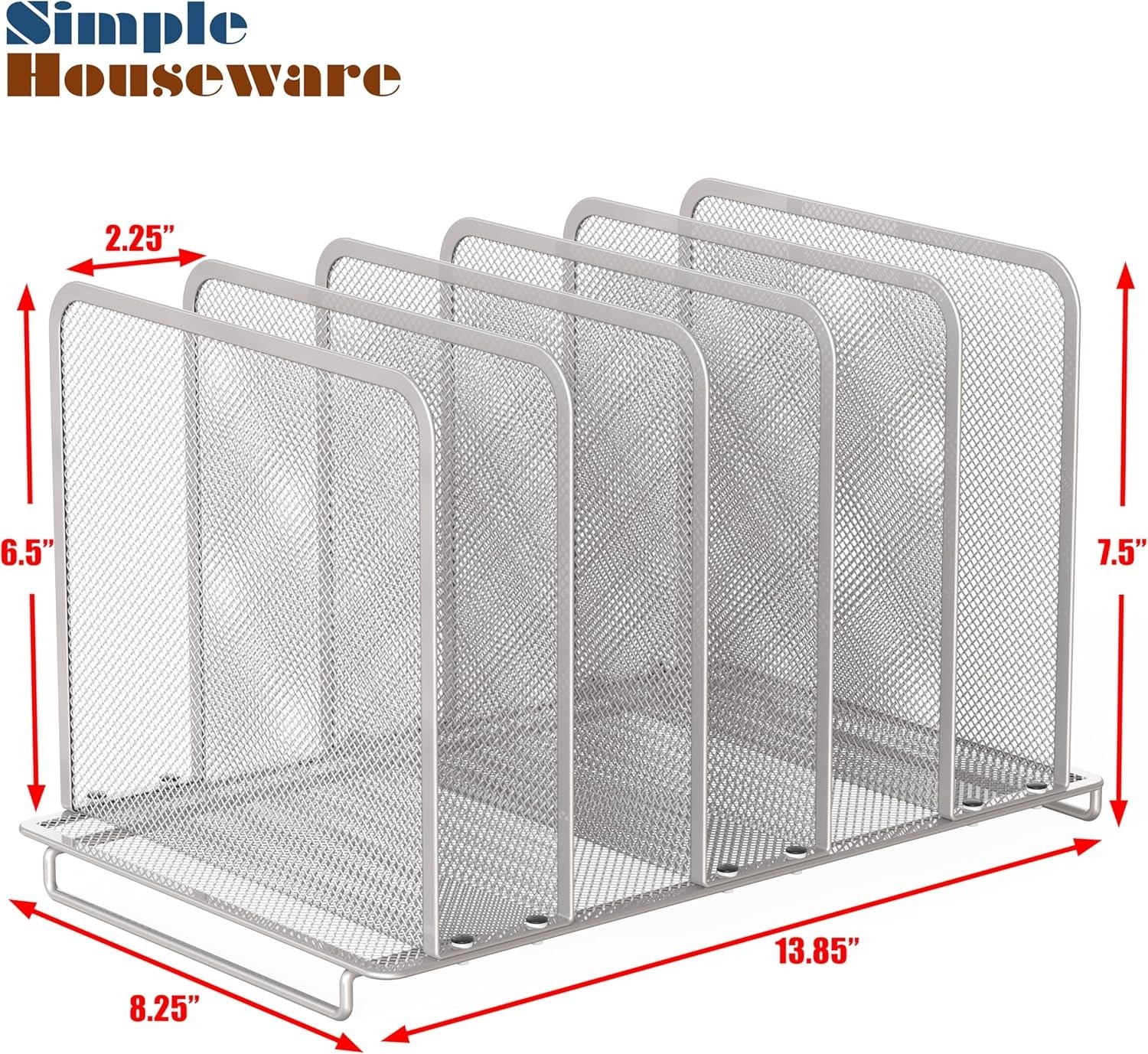 Expandable 5-Section Silver Metal File Sorter for Elegant Workspace Organization