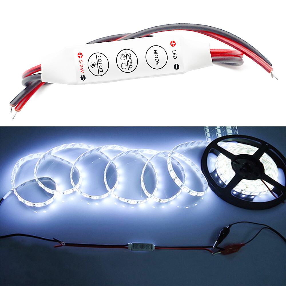 5PCS 3Keys Single Color Mini Dimmer Remote Controller for 2Pink LED Strip Light