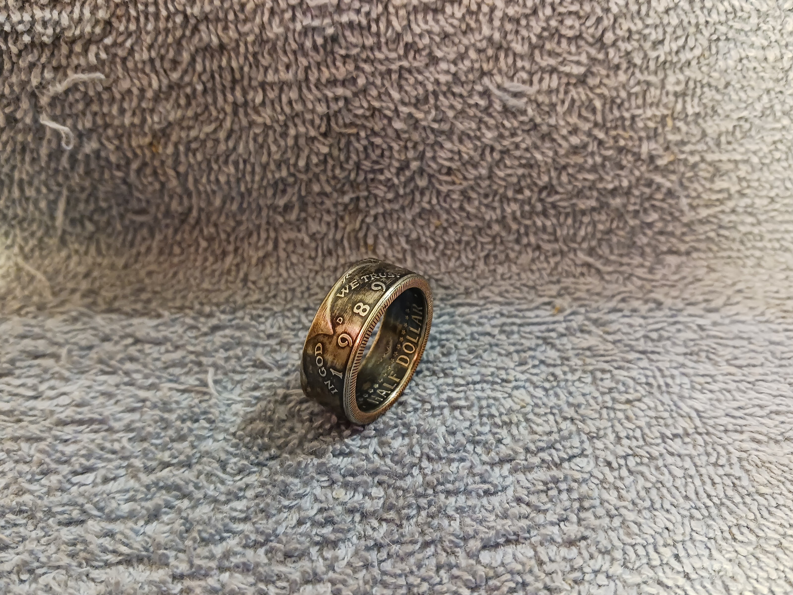 1989 Kennedy Half Dollars  size 11- 1/2   coin ring  handmade mixed metals