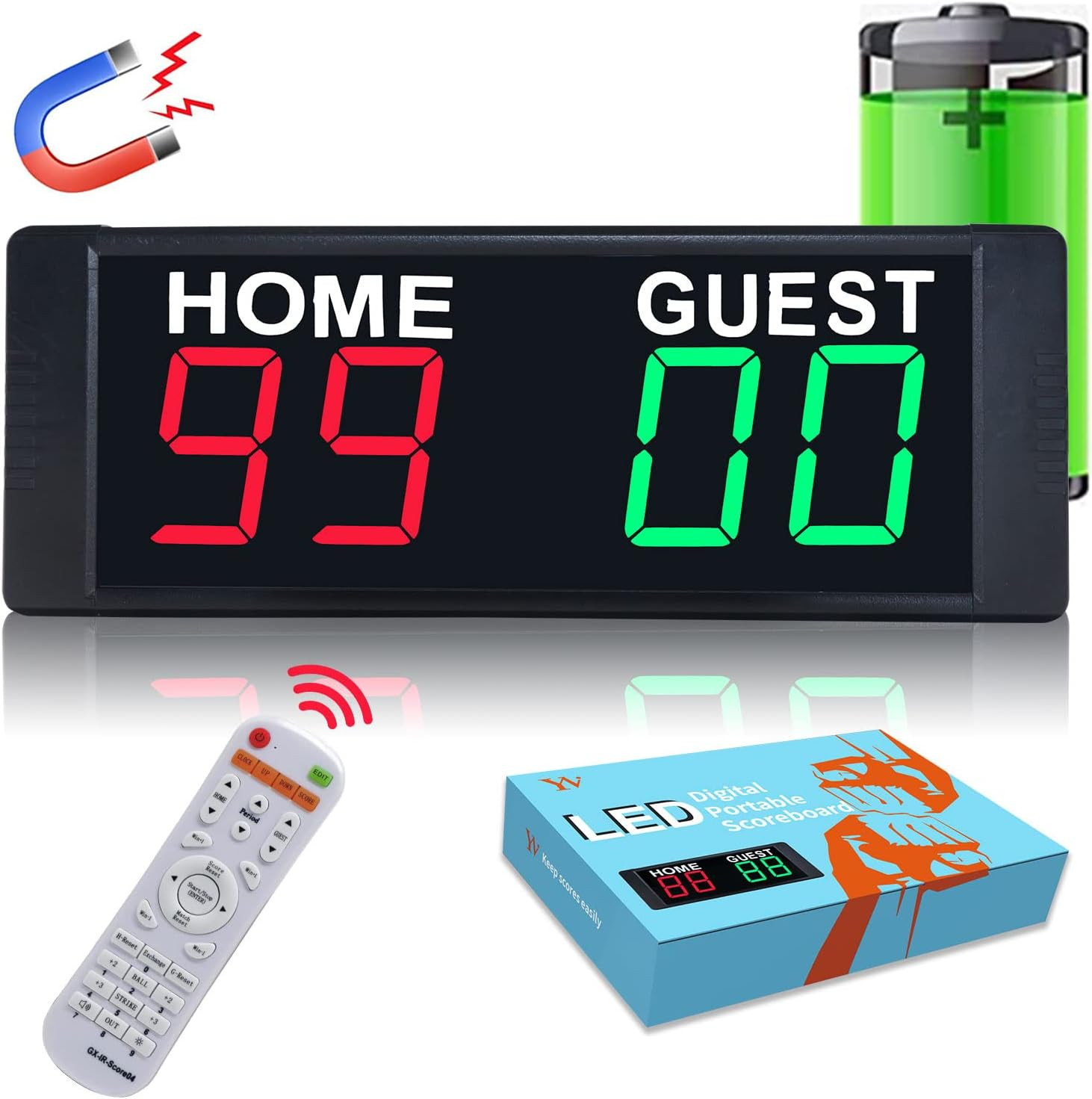 Magnetic Battery Powered Cornhole Scoreboard,Portable Digital Scoreboard with Re