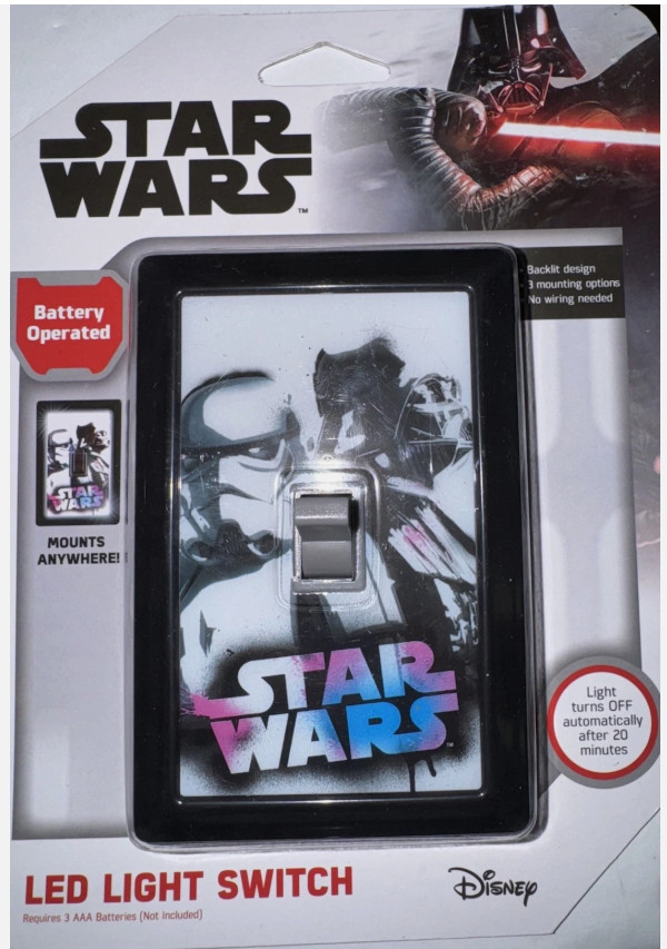 Star Wars Light Switch - Mountable LED Light w/Auto Shut Off, Batteries Required