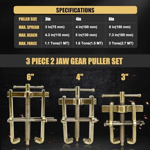 2 Jaw Puller Bearing Puller Set, 3''4''6''Heavy Duty Adjustable Gear Puller