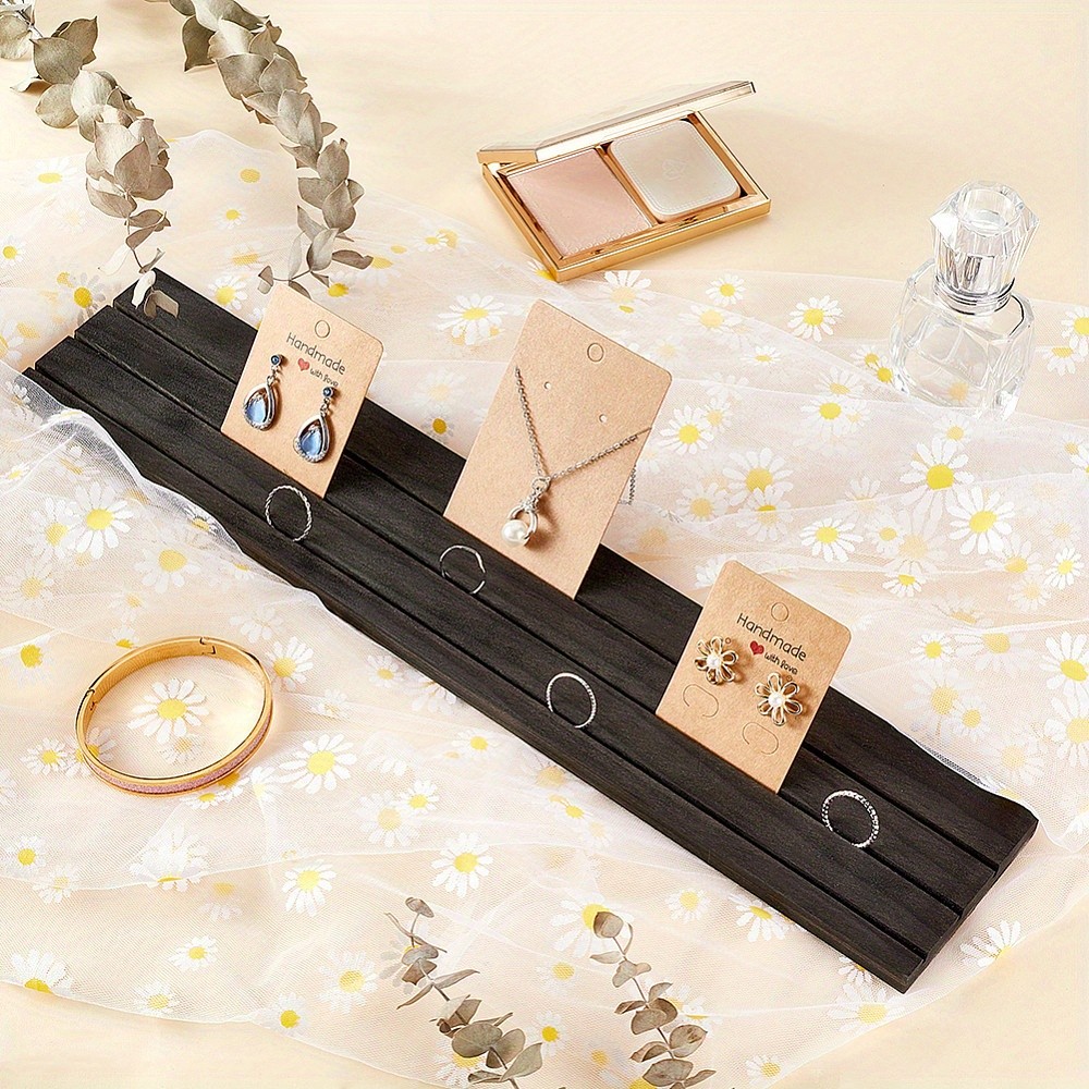 1pc 3-Slot Rectangle Wood Earring Display Card Stands for Earring Organizer