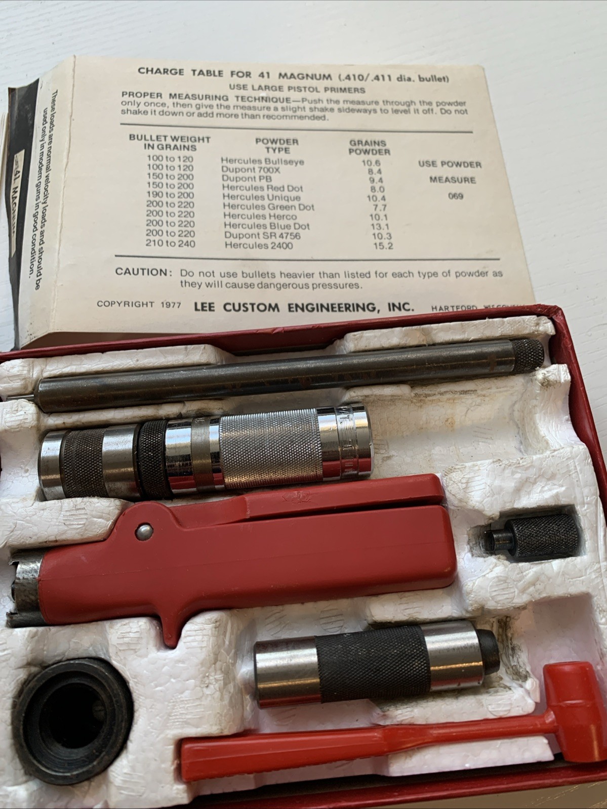 Lee Loader Reloading Set 41 Mag with Box and Papers