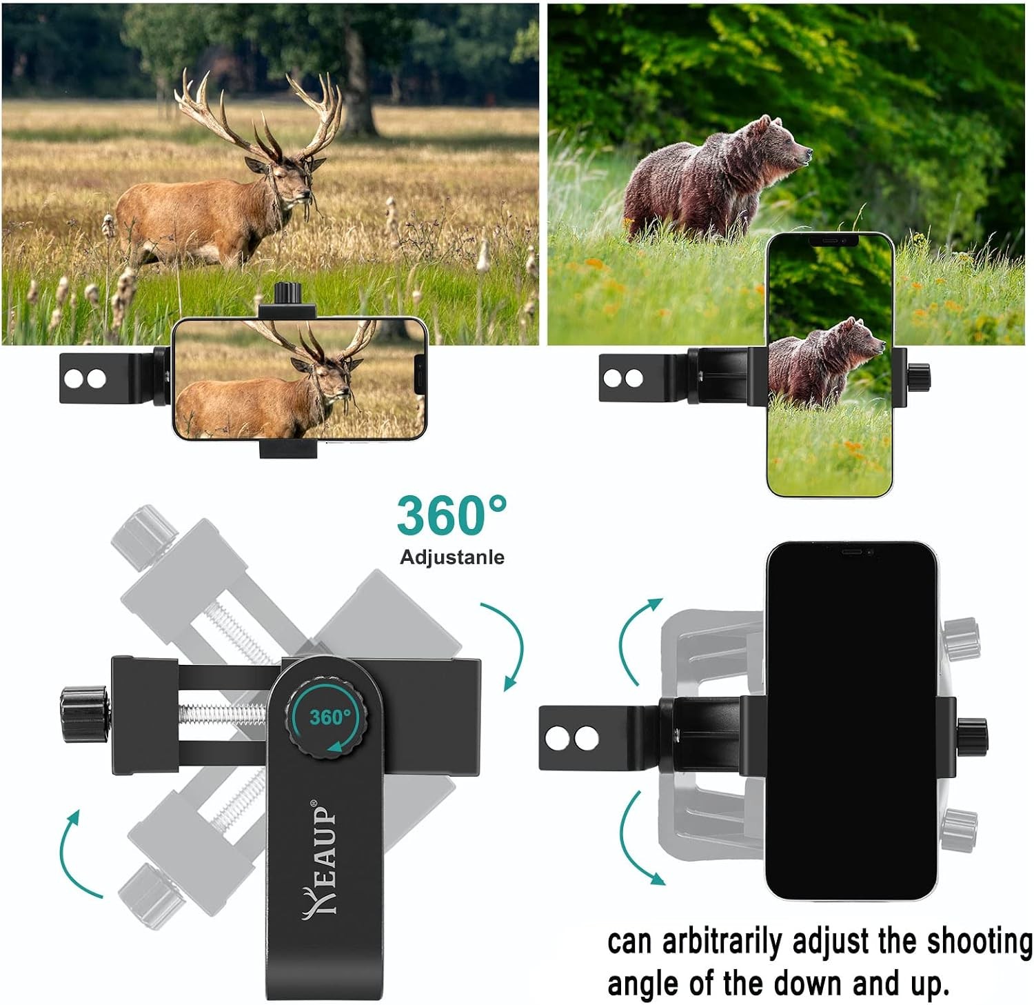 Universal Cell Phone Holder Mount 360° Smartphone Compound Bow Adapter for Smart