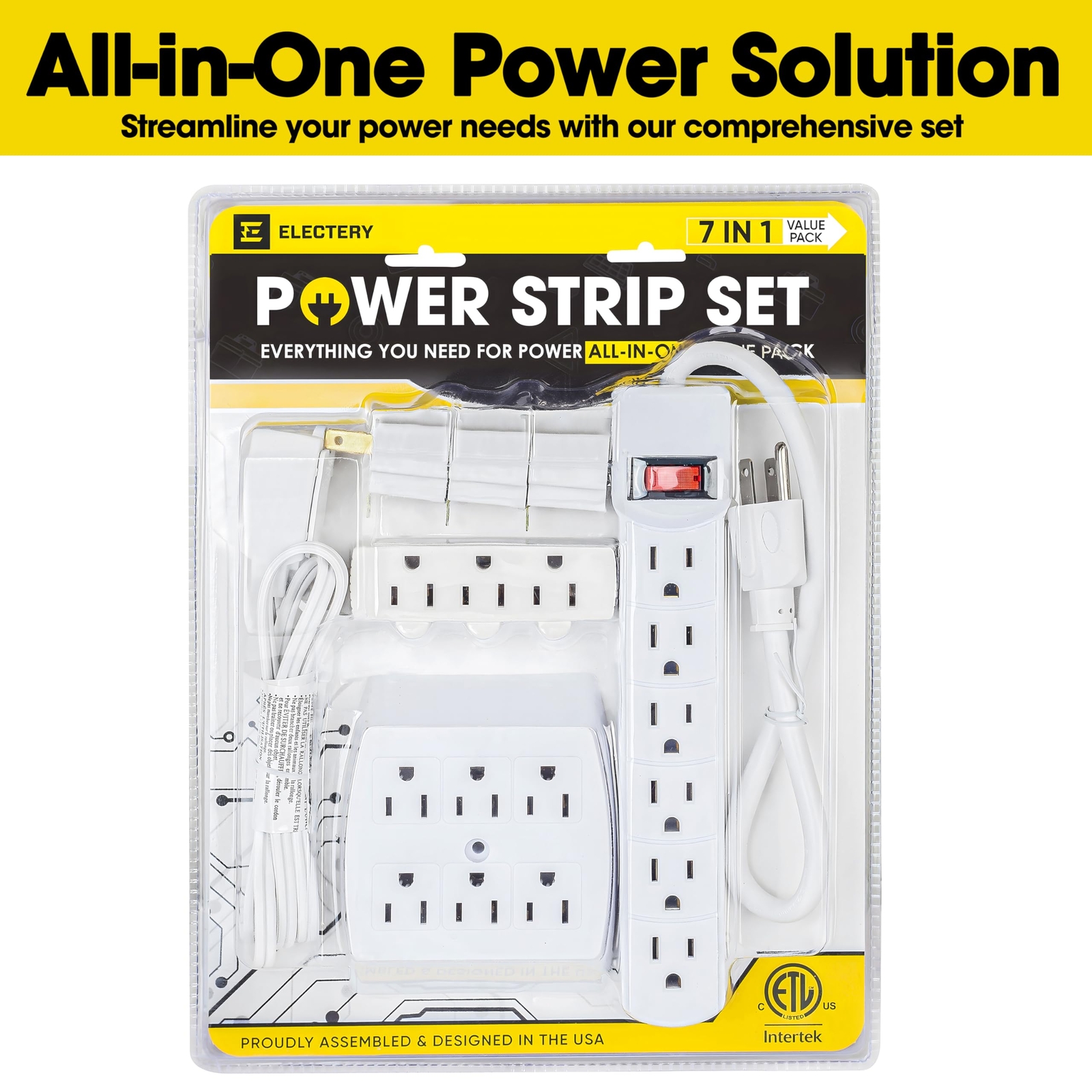 7 Piece Power Value Pack Multioutlet Kit Set Includes 6 Outlet Power Strip 6 Out