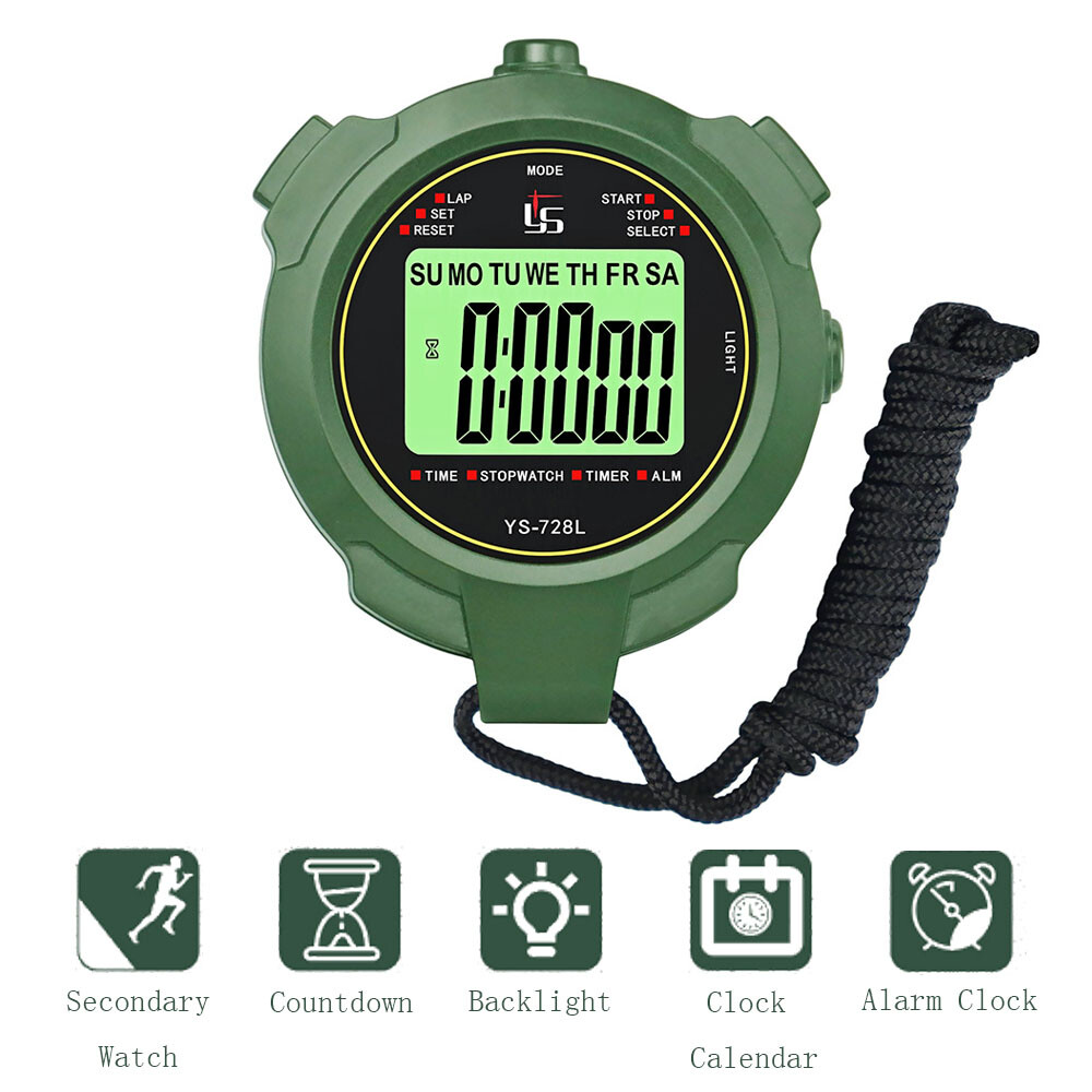 Digital LCD Sports Stopwatch Waterproof Training Timer Chronograph Stop Watch