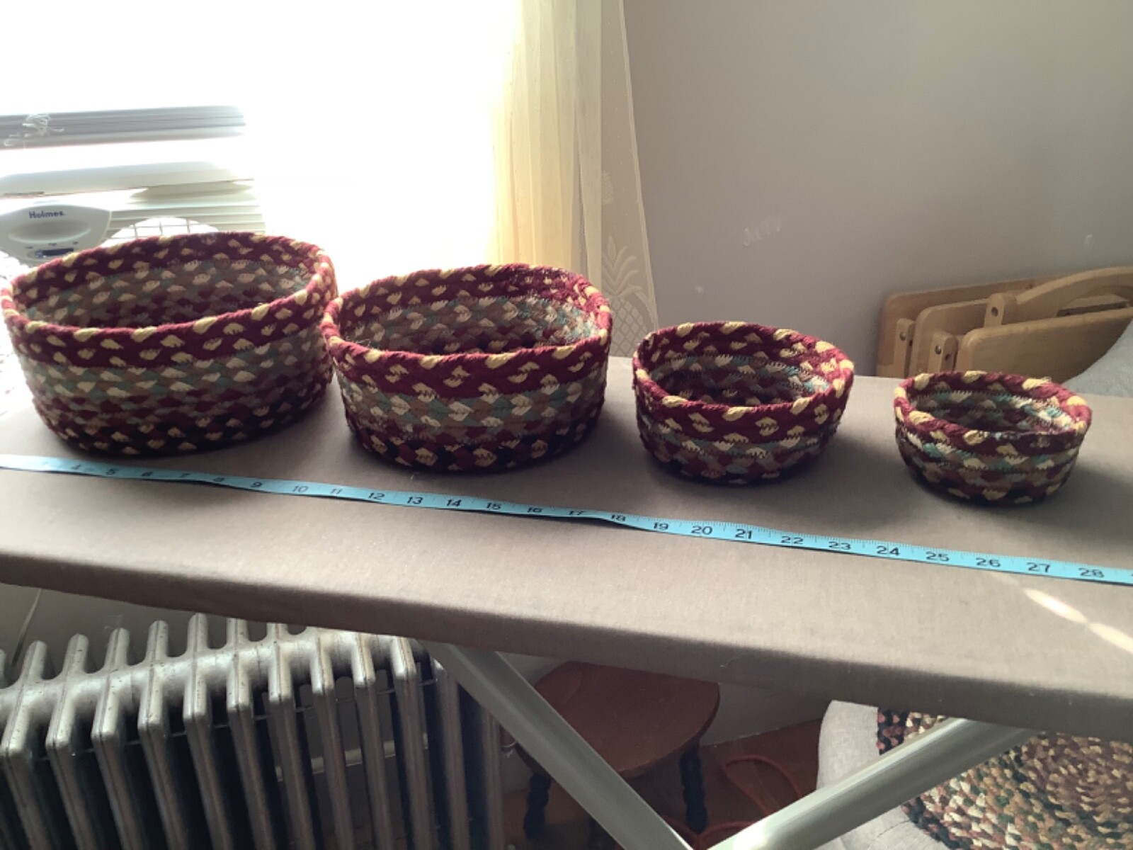 Earth Rugs Braided Baskets Set of Four.  Primitives, Country, Farmhouse