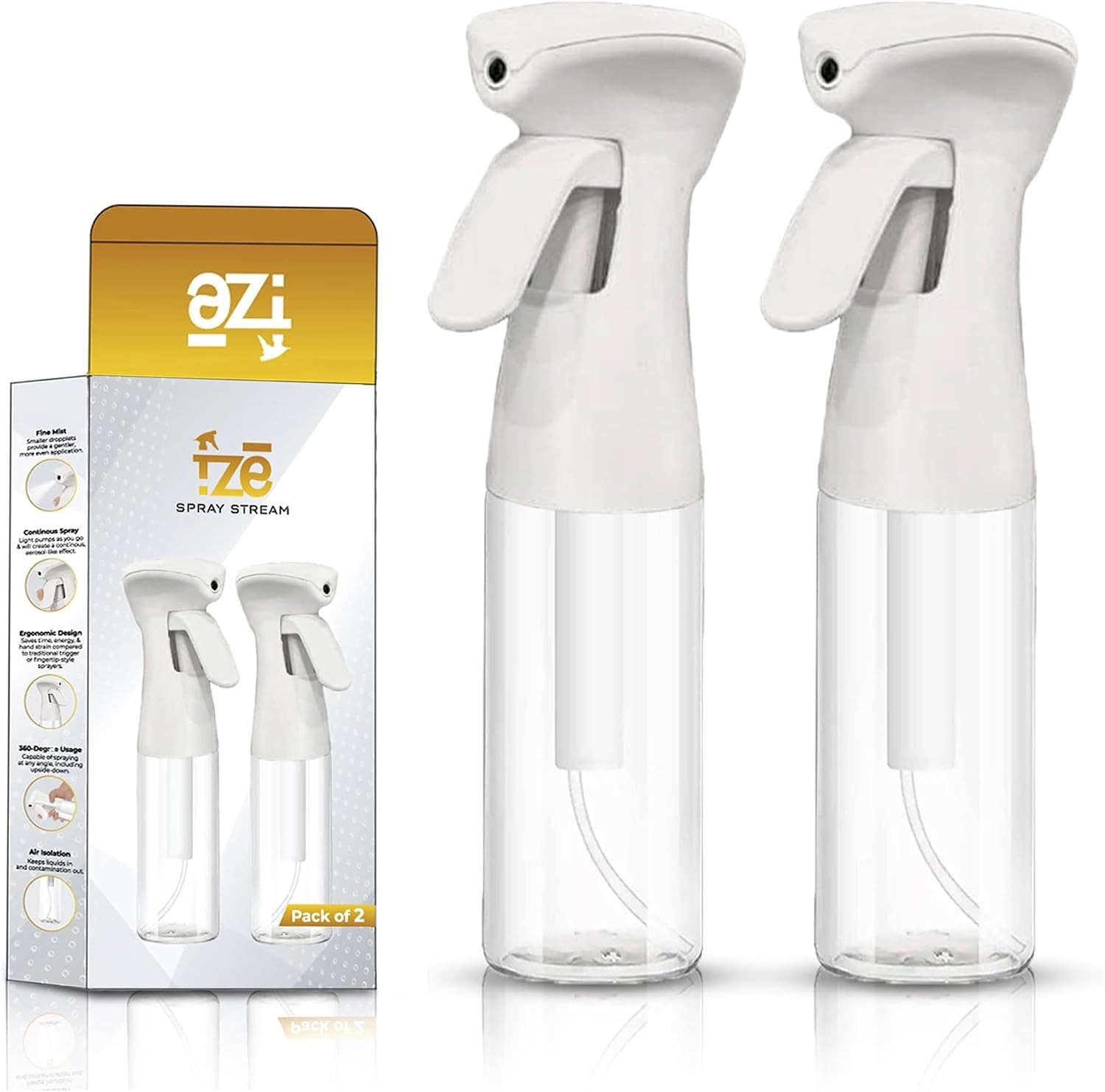 ® Continuous Spray Bottles 2 pack (10 Oz/300ml) with Ultra Fine Mist for Hair