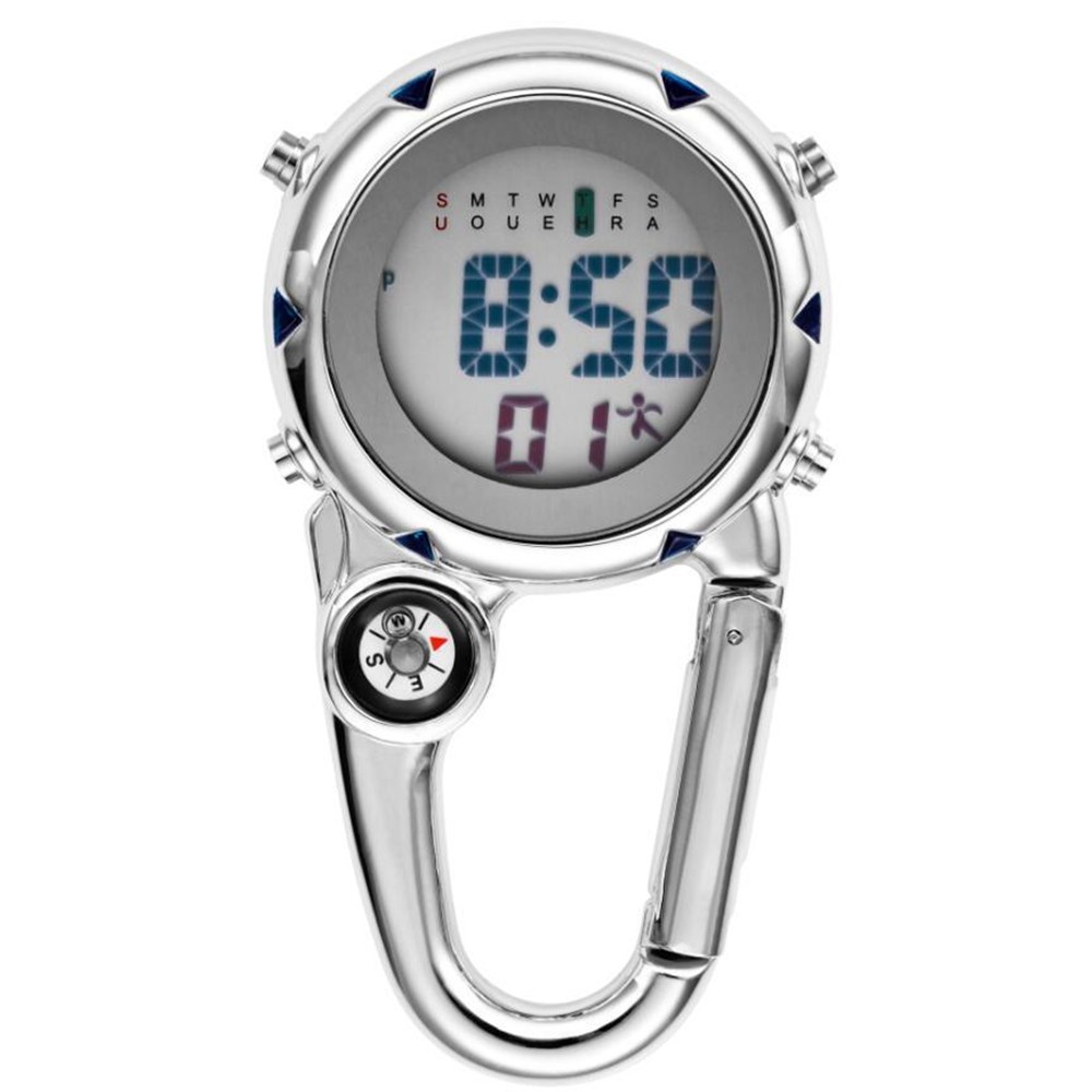 Louminous Backpack Clip On Band Carabiner Digital Outdoor Hiking Digital Watch;;