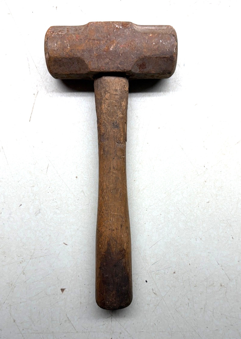 Vintage Compact Hand Sledge Hammer - Wood Handle Club Masonry Blacksmith