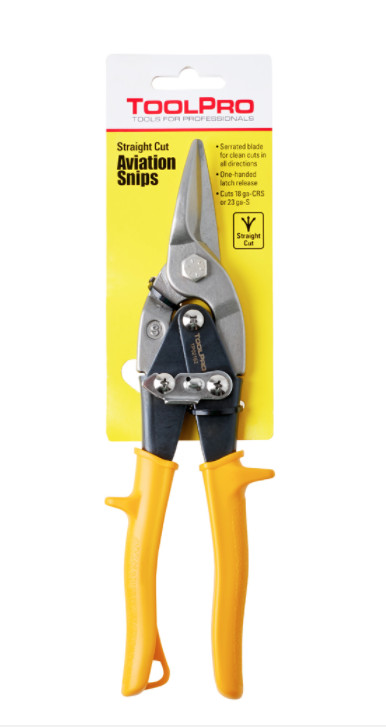 ToolPro Straight Cut Aviation Snips with Yellow Grips