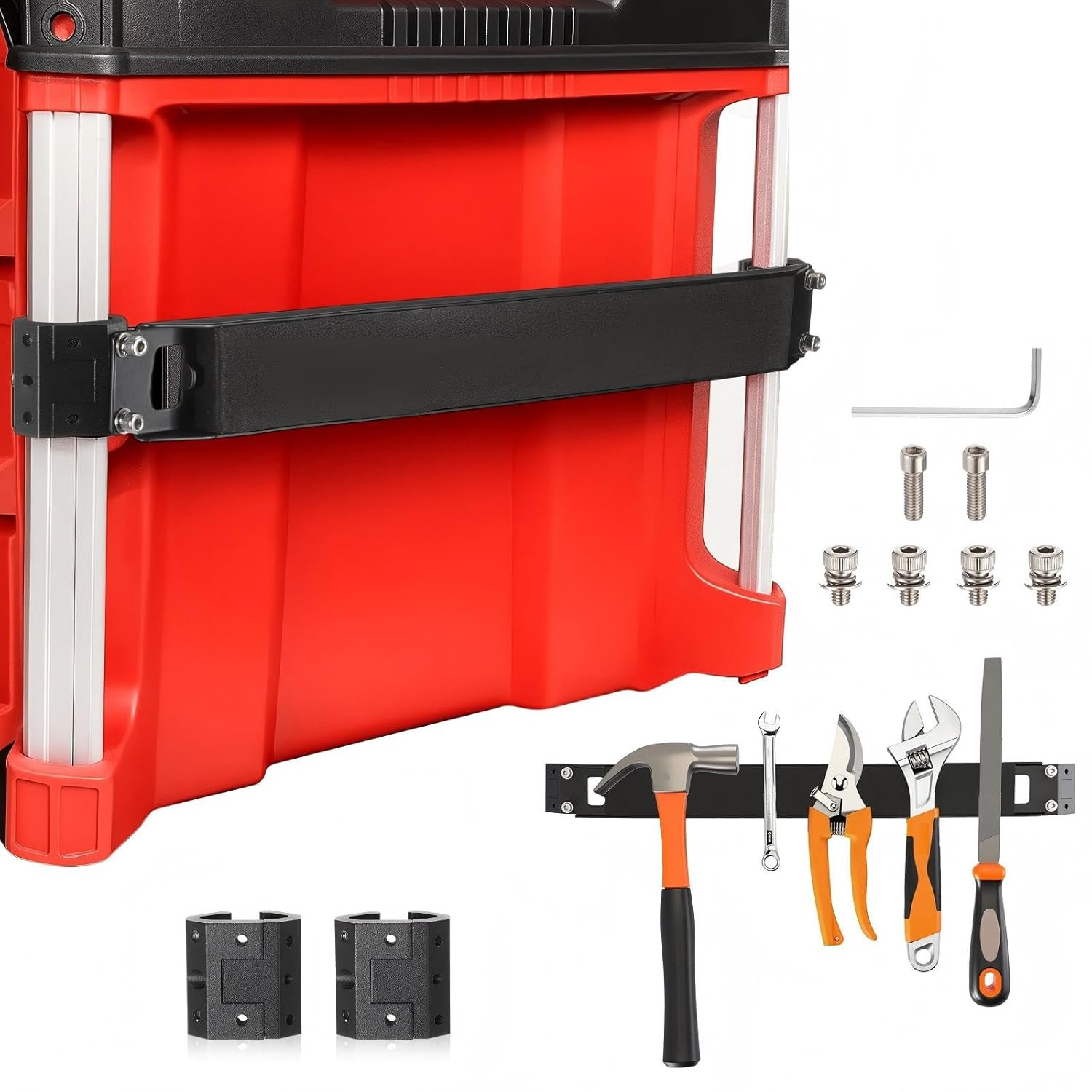 Magnetic Tool Holder Bar Compatible with Milwaukee Packout, Drill-Free Mount