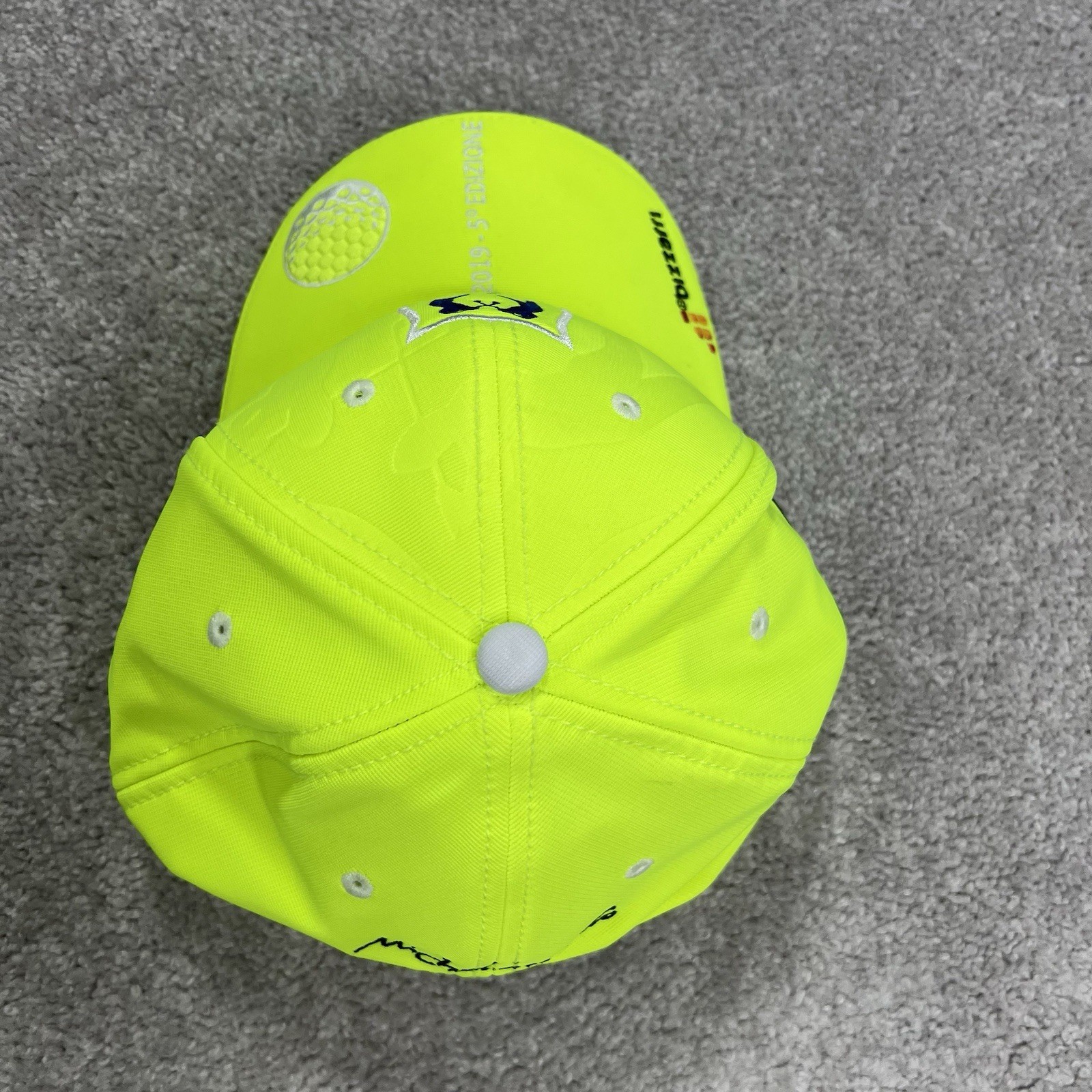 Golf Hat Mens Adjustable Strap BDC Bizzarri Double Cup Embroidered Neon Yellow