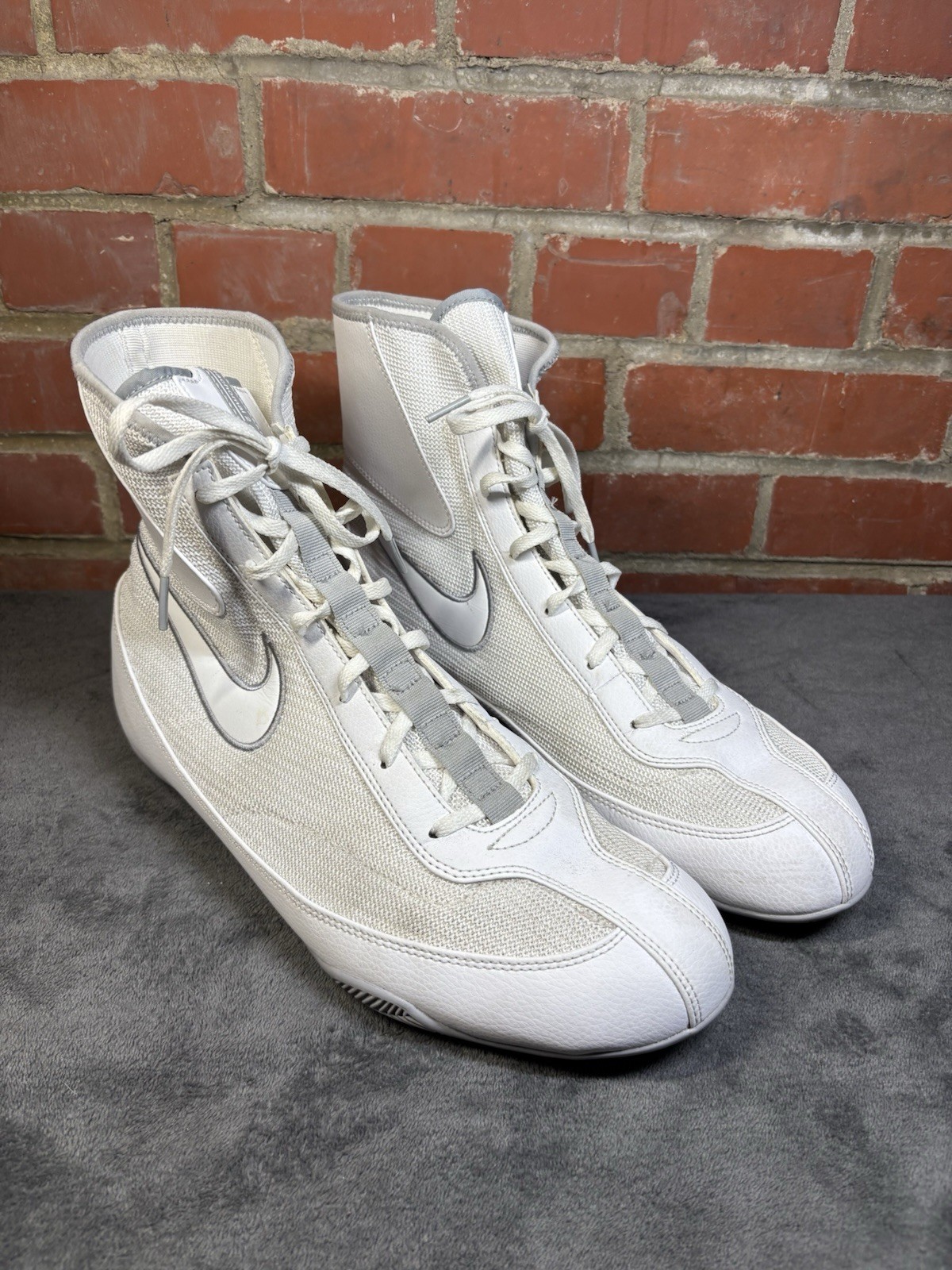 Nike Machomai Boxing Shoes Athletic White Wolf Grey 321819-110 Mens Sz 12.5