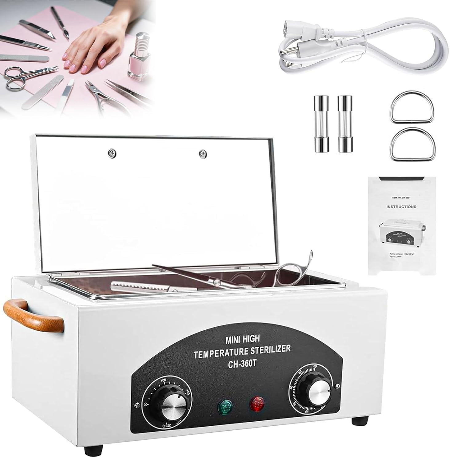 High Temperature Sterilizer Autoclave Machine, 110V 300W 1.5L Metal Tool Cleaner