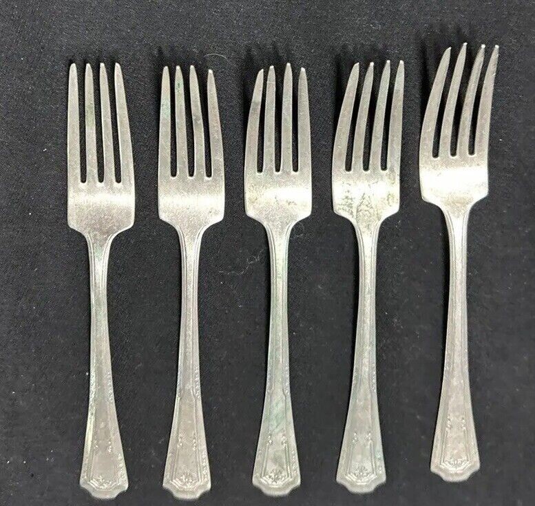 5 PC. Vintage PERMA BRITE Forks Flatware 7 Inch