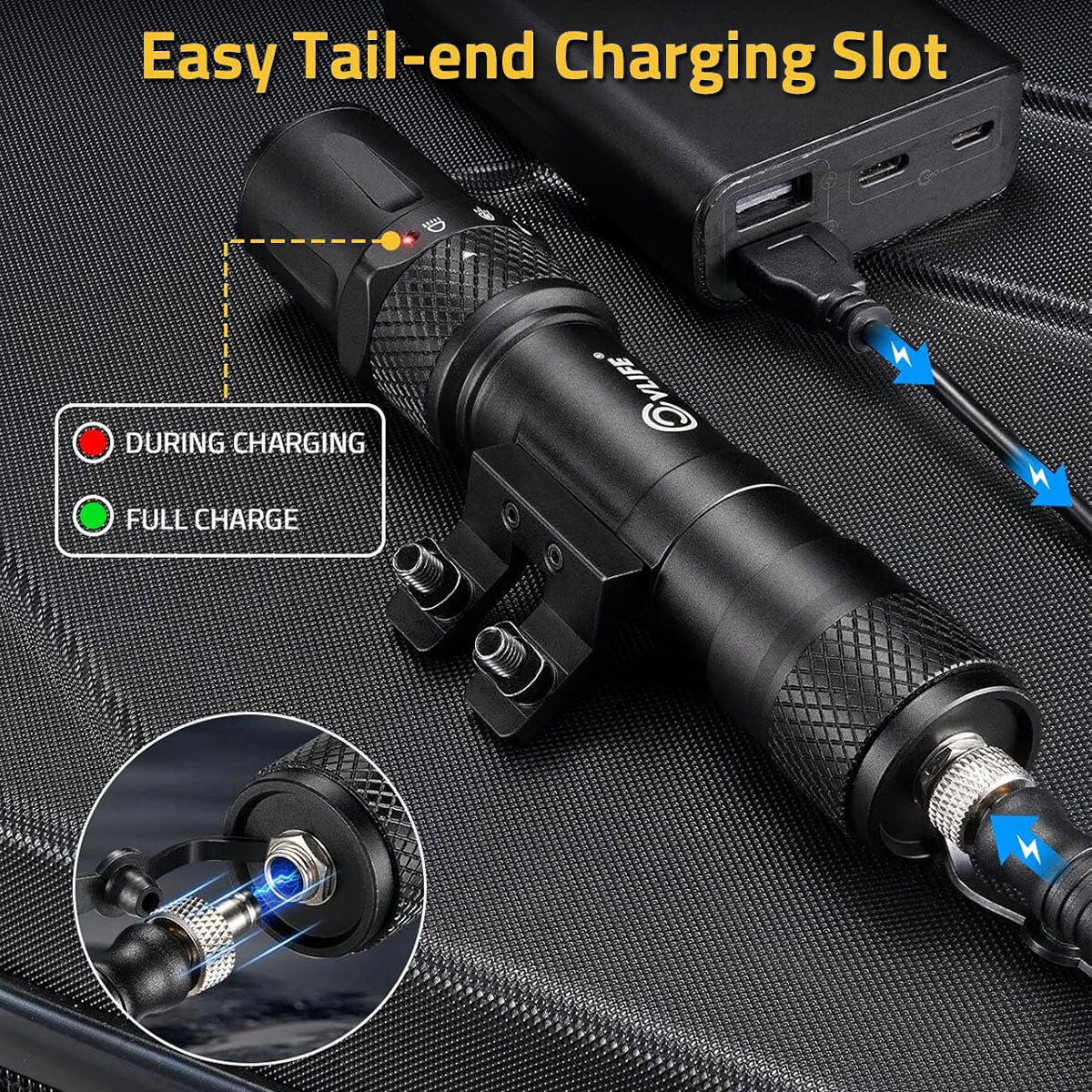 Mlok 1900 Lumens Tactical Flashlight Laser Light Combo + Pressure Remote Switch