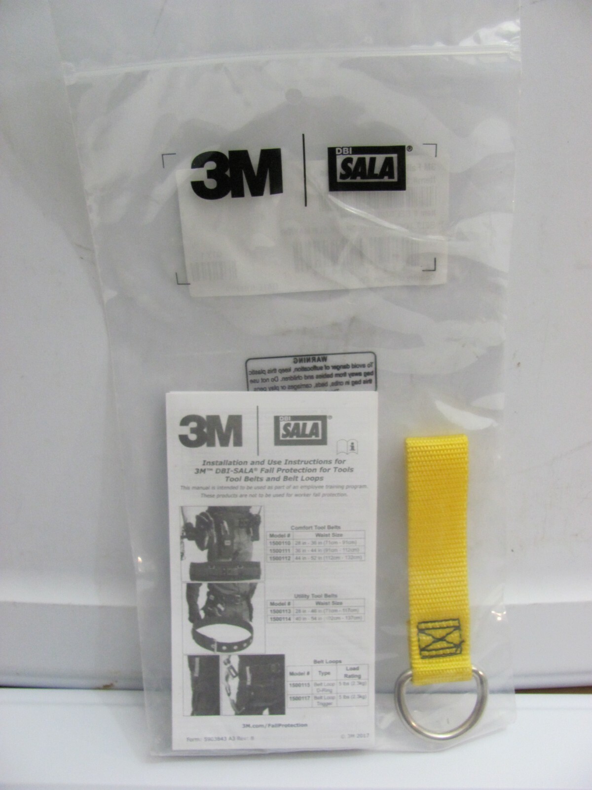 Quantity Of 1 3M 1500115 Safety Belt Loop D-Ring 5 Lb Maximum D Ring NEW