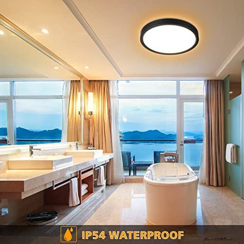 Dimmable LED Flush Mount Ceiling Light with Remote Control, 8.7inch Black