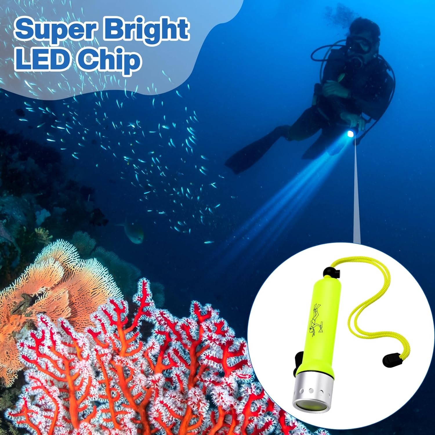 4 Pack Scuba Diving Flashlight 1000 Lumen T6 LED Dive Light Bright Waterproof