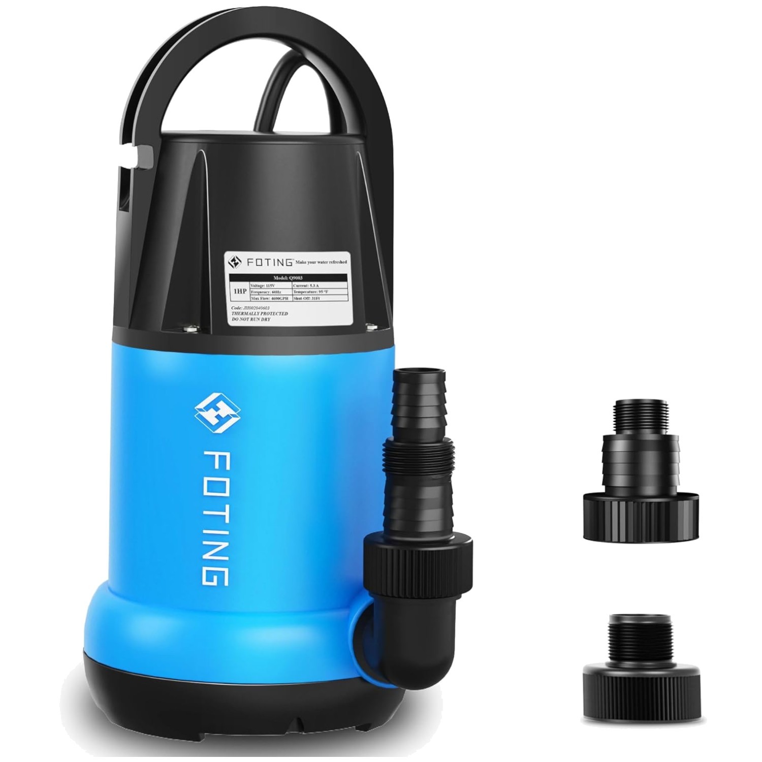 Portable 1HP Electric Transfer Water Pump, 4600GPH