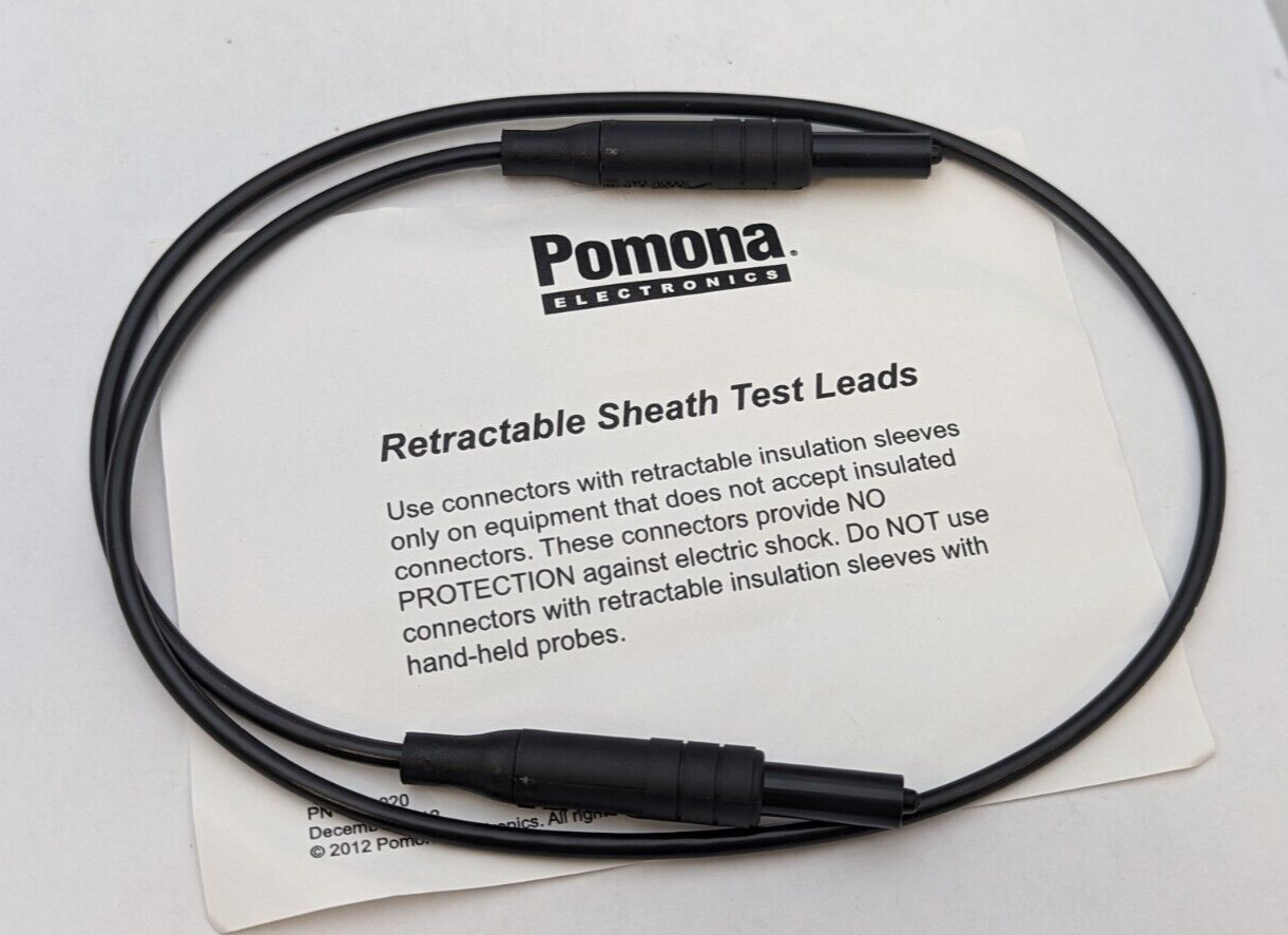 Pomona 5291A-24-0 MICROVOLT Banana Plug Patch Cord, BLACK, 24INCH.