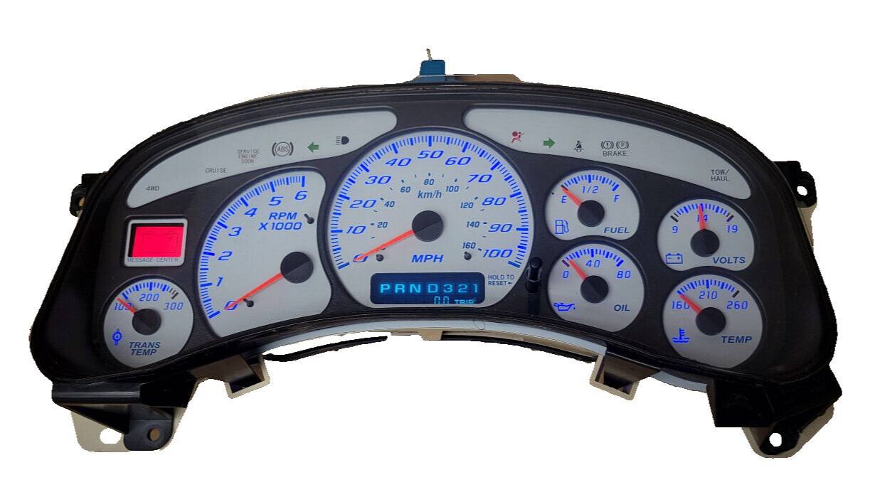 99-02 SILVERADO SIERRA 7 GAUGE INSTRUMENT CLUSTER SPEEDOMETER REMAN TRANSMISSION