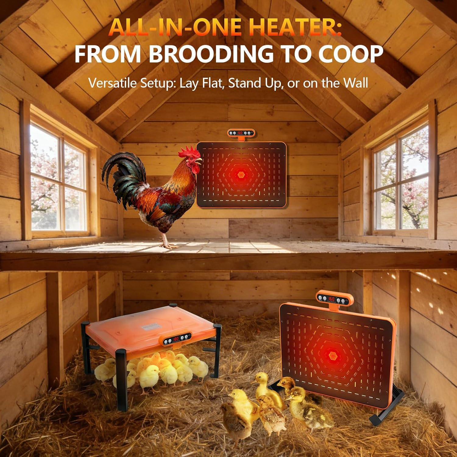 Smart Brooder Plate with Temperature Display & Adjustable Height, 11 X 15 Inch C