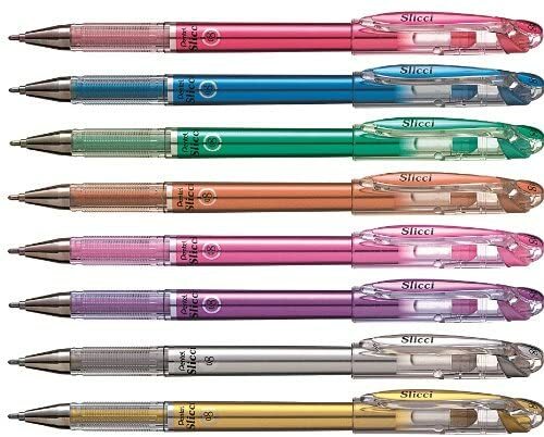 Pentel Arts BG208 Slicci Metallic Gel Pens, 0.8mm Needle Tip, Pack of 3 Pens