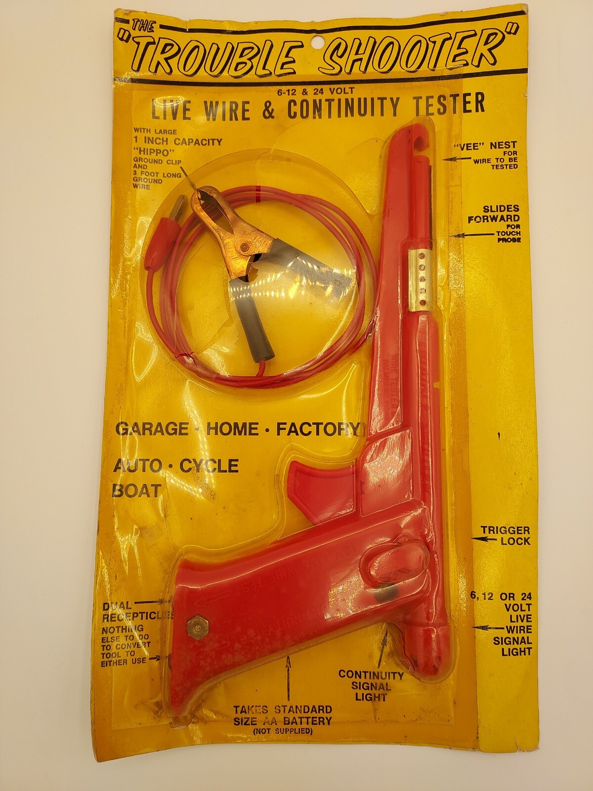 LIVE WIRE & CONTINUITY TESTER VTG US NEW NOS AUTO CYCLE BOAT TROUBLE SHOOTER GUN
