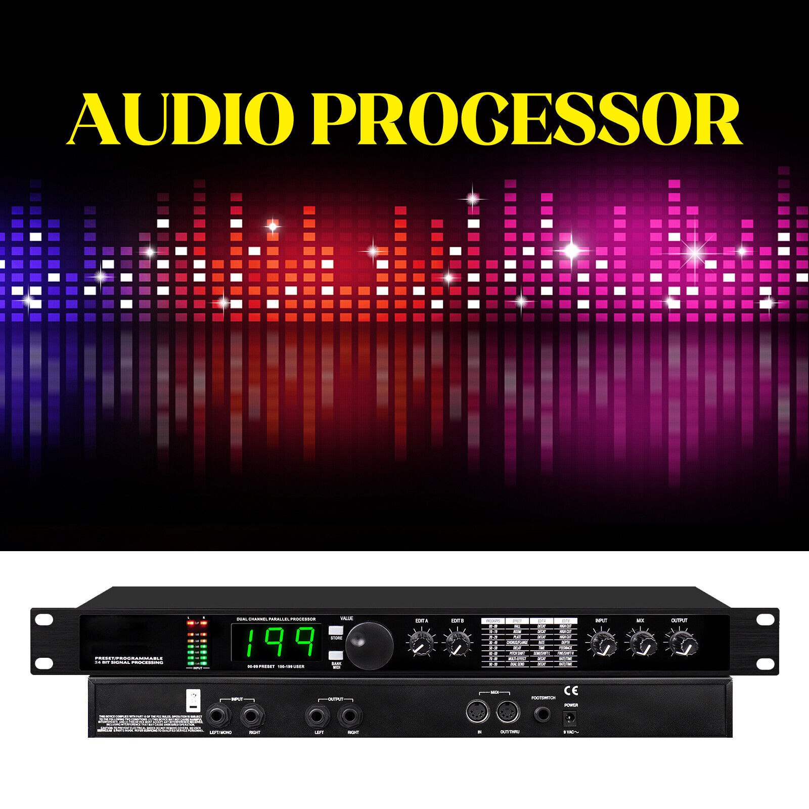 Professional Audio Processor Eequalizer Digital Reverb Effect DSP Processor