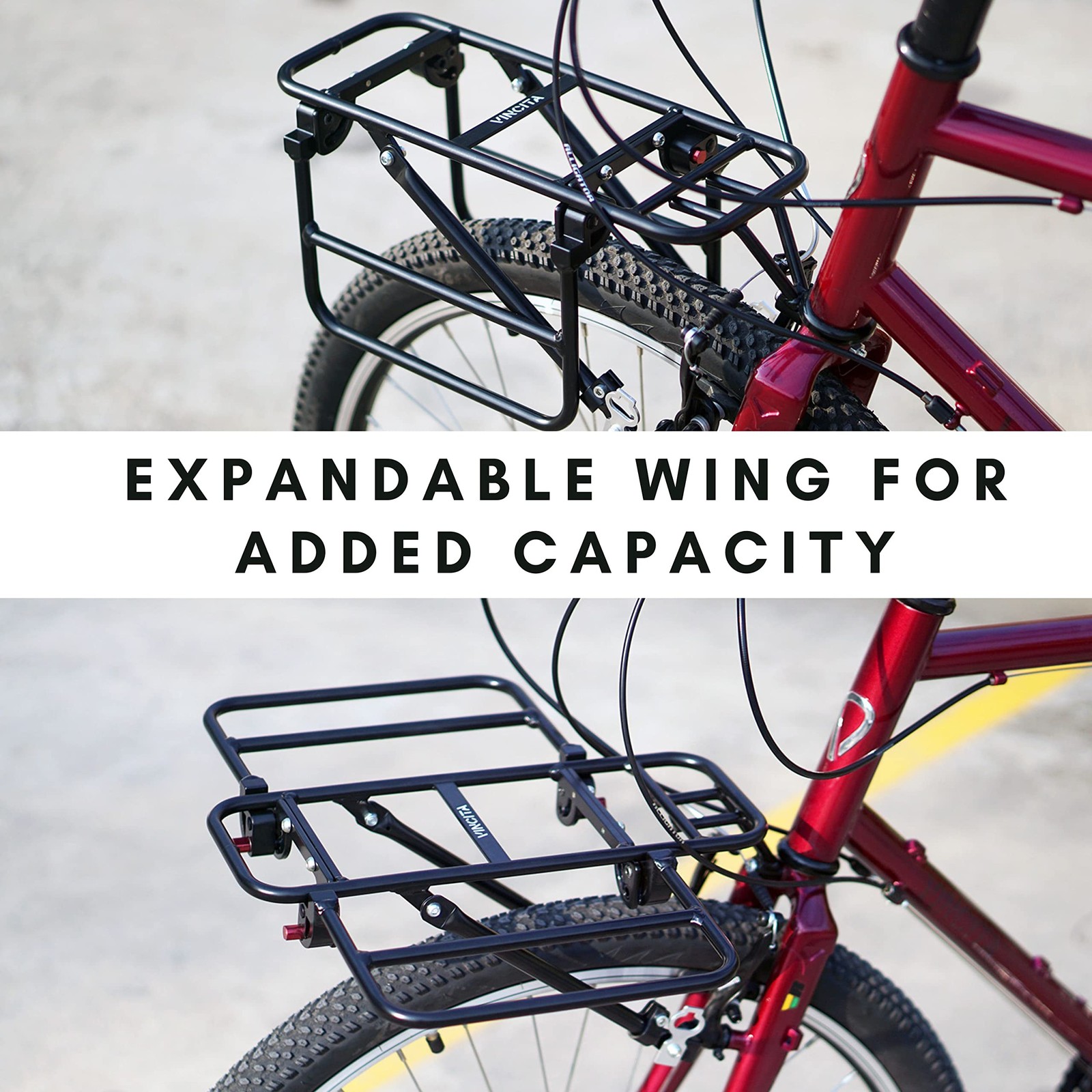 Expandable Bike Front Rack – Wide Pizza Rack Flatbed Platform with Foldable W...