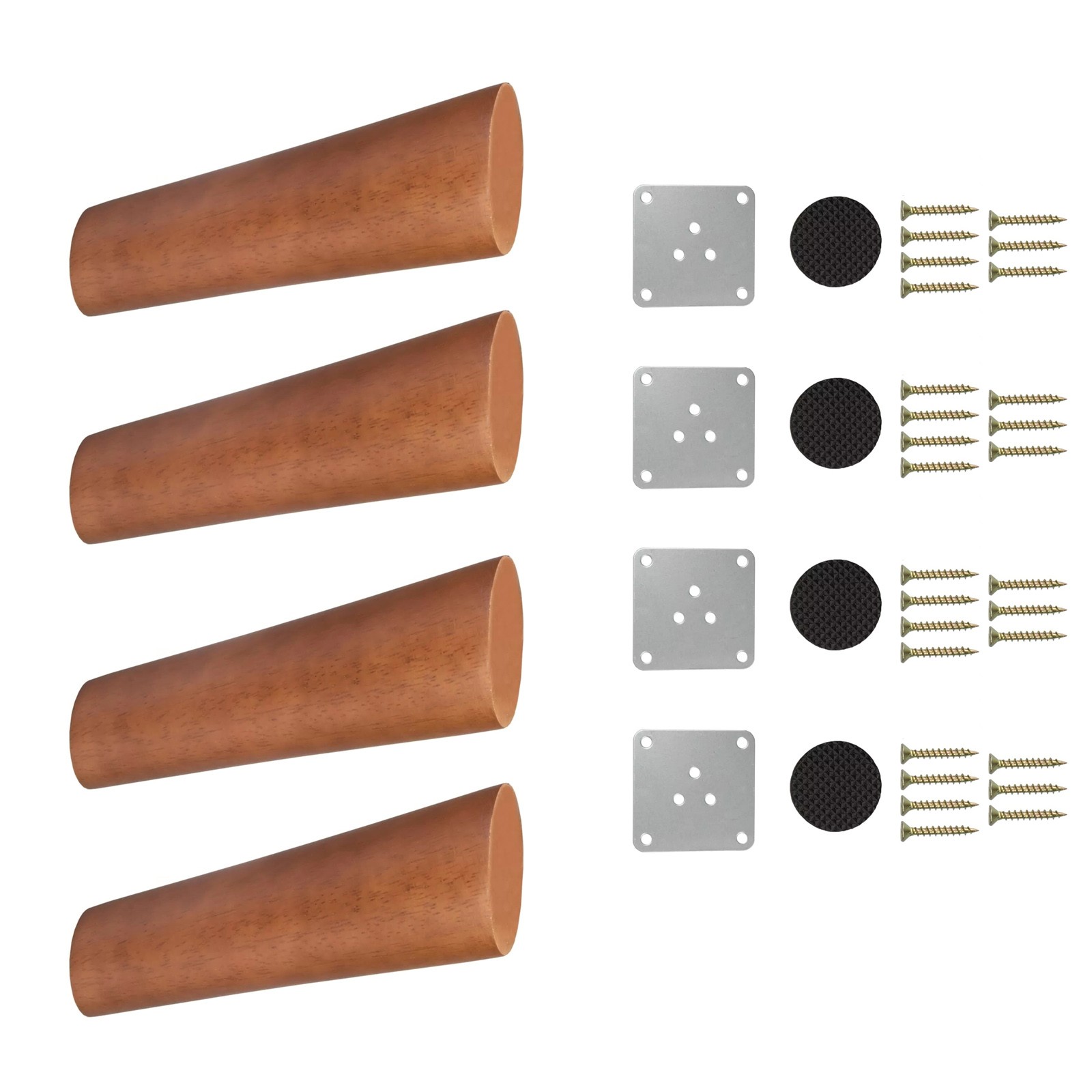 4PCS/Set 6" Tapered Oblique Walnut Wooden Dark Brown Furniture Leg Accessories
