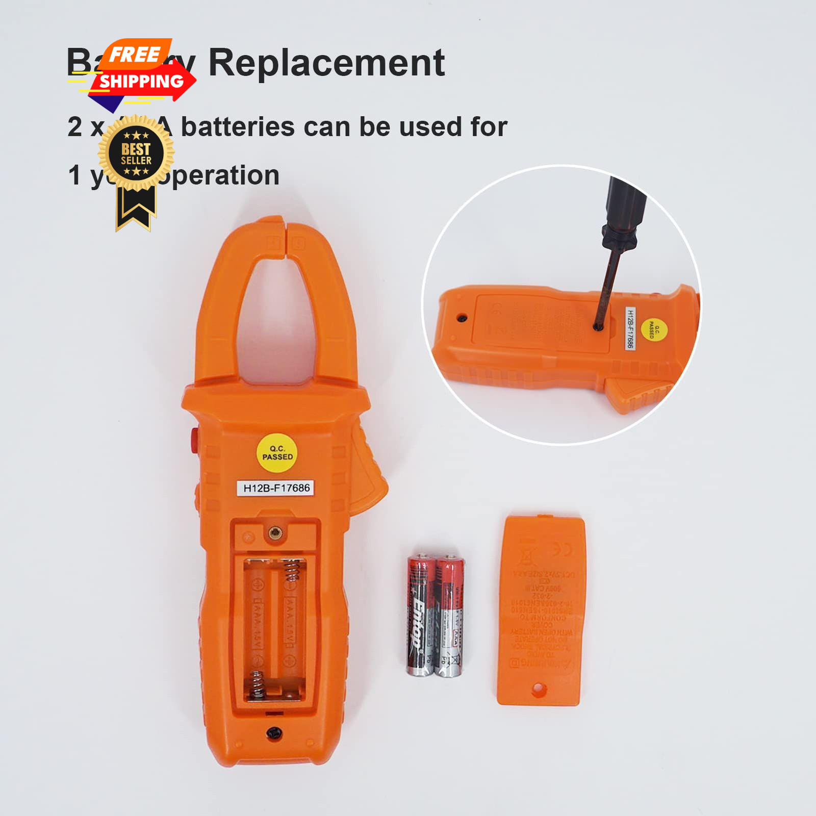 Digital Clamp Meter Auto-Ranging Multimeter Amp Voltage Tester Measure Orange
